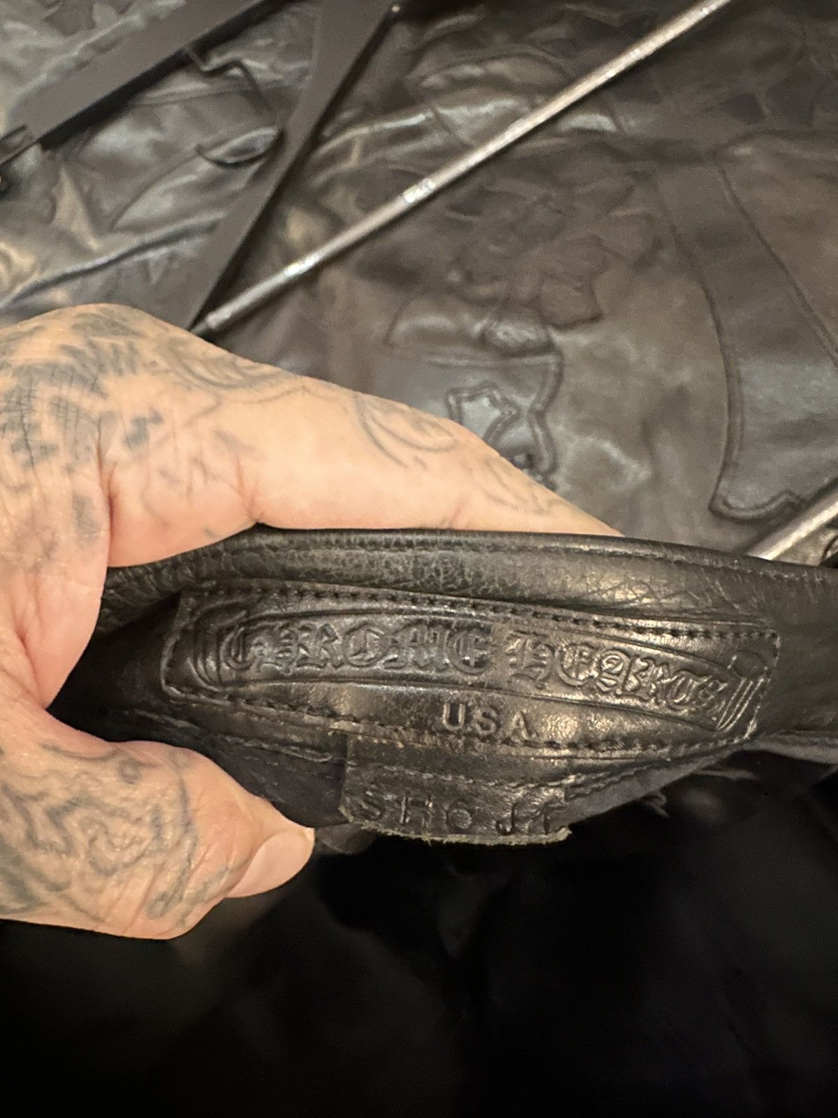 Chrome Hearts CHROME HEARTS CUSTOM STUDDED ROCKSTAR LEATHER JEANS CROSS Size US 30 / EU 46 - 16 Thumbnail