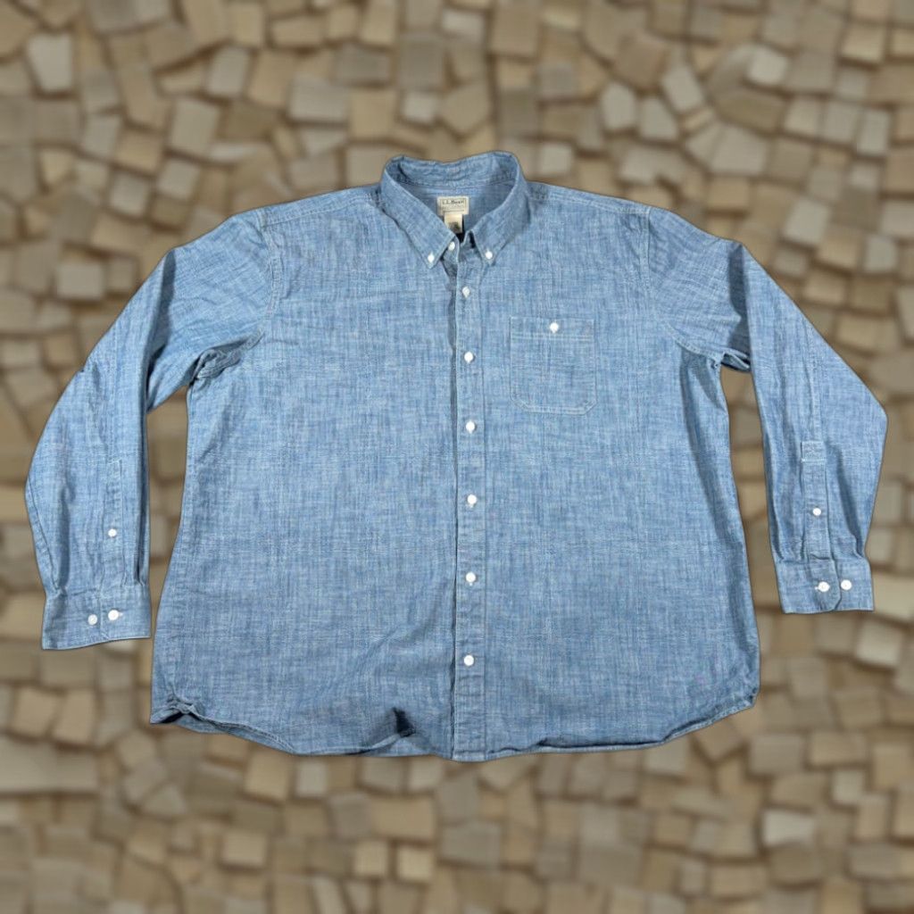 Vintage VINTAGE L.L.Bean Shirt XXL 2XL Blue Chambray Button-Up Long Sleeve Men's Casual Heritage Y2K Size US XXL / EU 58 / 5 - 1 Thumbnail
