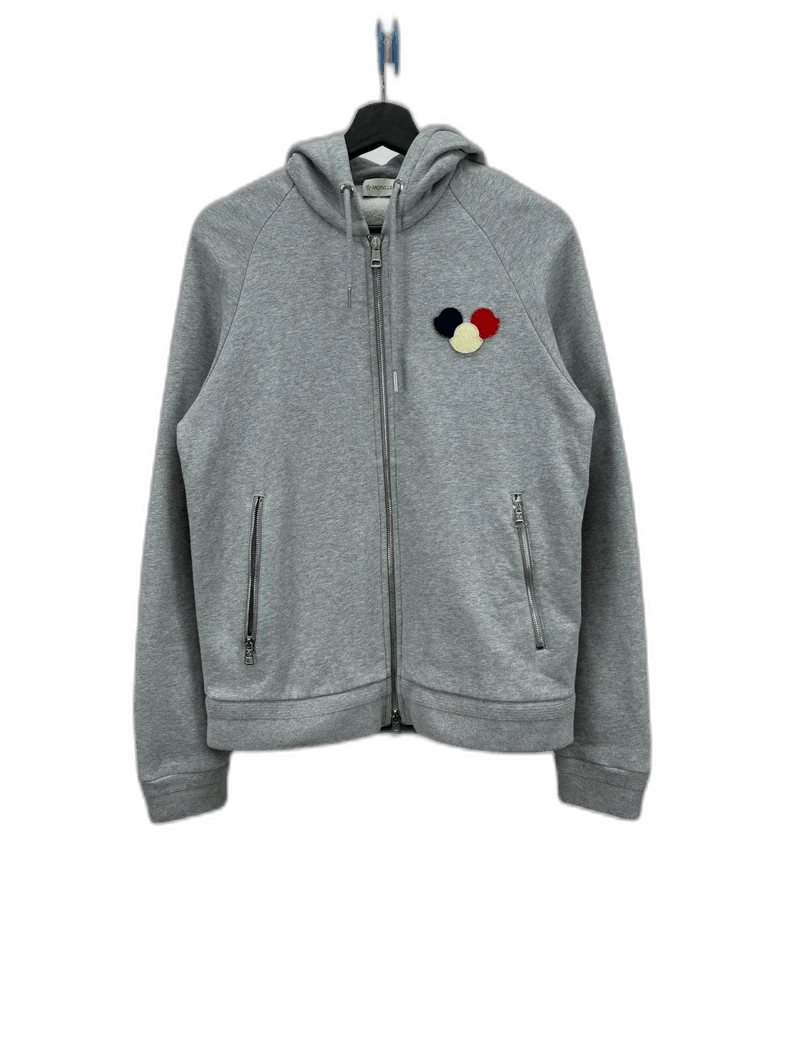 Moncler Moncler Grey Logo Embroidered Zip-Up Jacket-yf Size US L / EU 52-54 / 3 - 1 Thumbnail