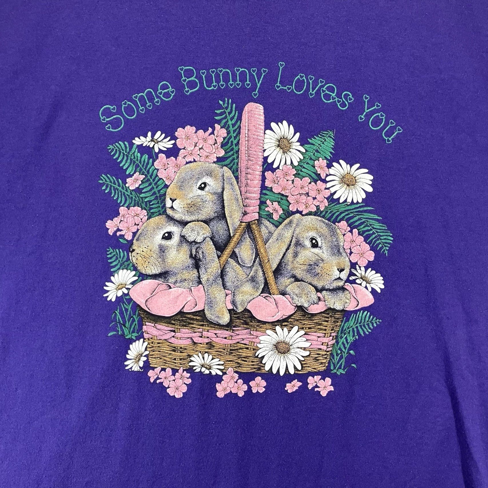 Jerzees VINTAGE Jerzees Bunny Rabbit T Shirt Adult XL Purple 90s Easter Graphic Tee Mens Boys Womens Size US XL / EU 56 / 4 - 3 Thumbnail
