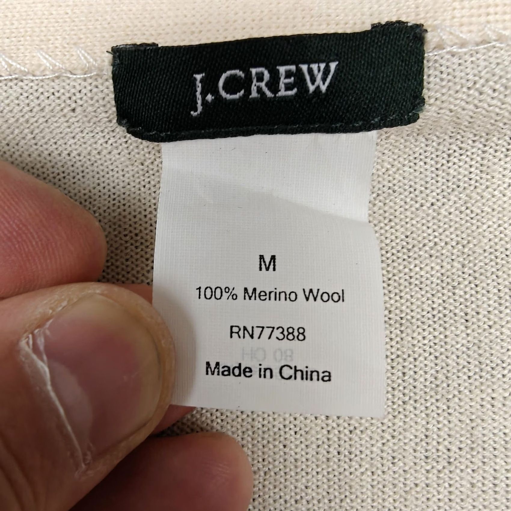 J.Crew VINTAGE J.CREW Cardigan Womens Medium White 100% Merino Wool V Neck Rhinestone Buttons Size M / US 6-8 / IT 42-44 - 4 Thumbnail