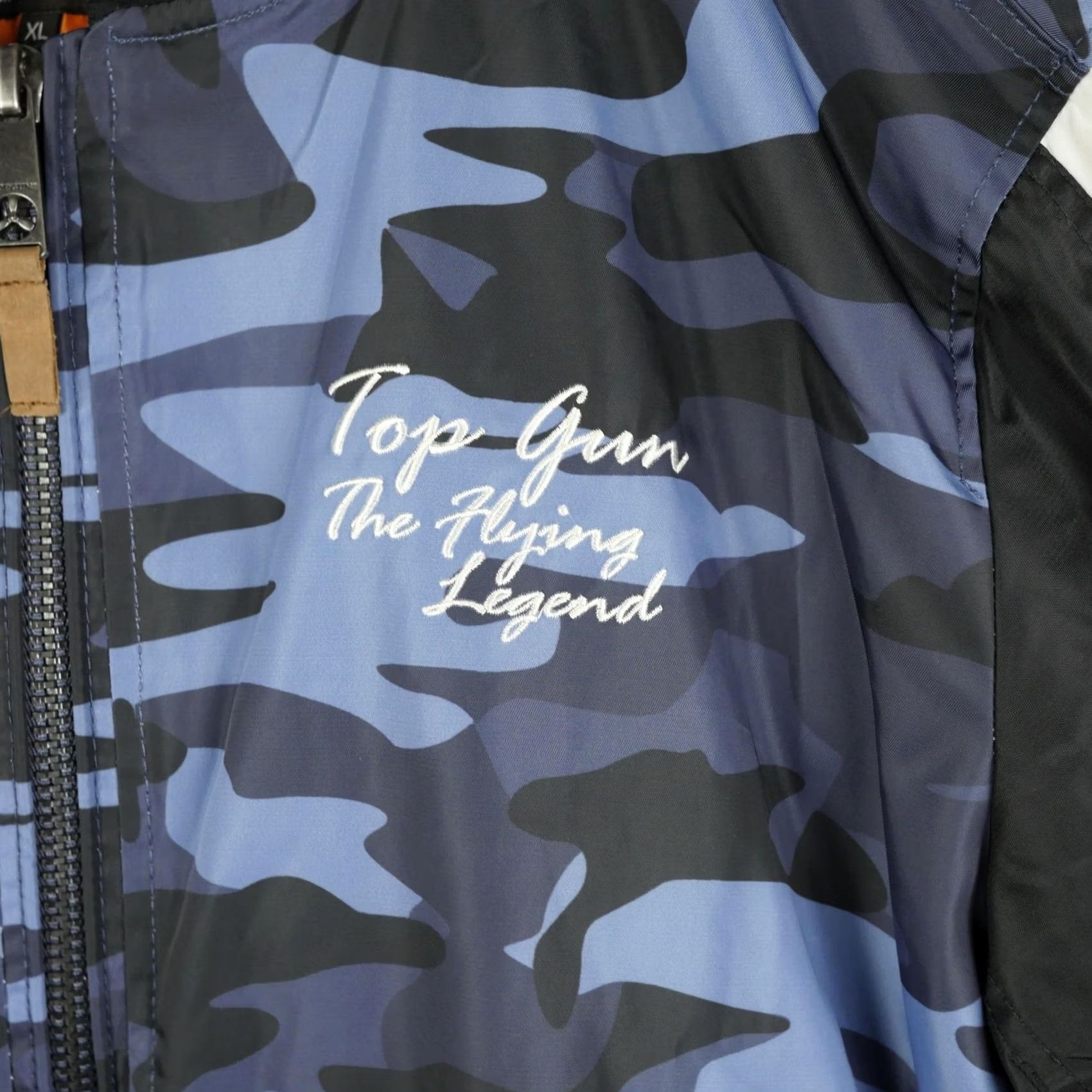Vintage Top Gun Jacket Mens XL Blue Camo MA-1 Bomber Flight Air Force Patches Pilot Size US XL / EU 56 / 4 - 3 Thumbnail