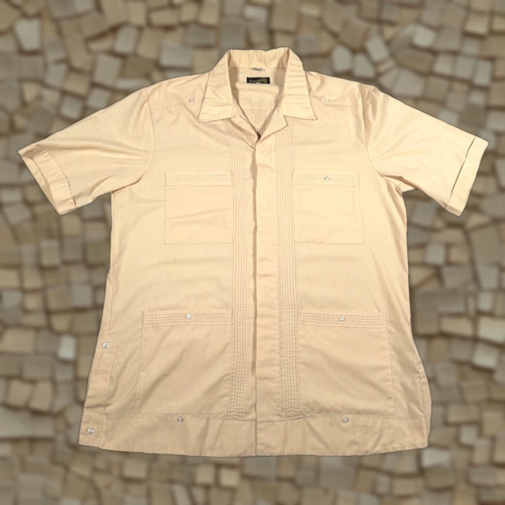 Vintage VINTAGE Guayabera Shirt Adult LARGE Brown Cuban Wedding Embroidered Buttons 70s Size US L / EU 52-54 / 3 - 1 Thumbnail