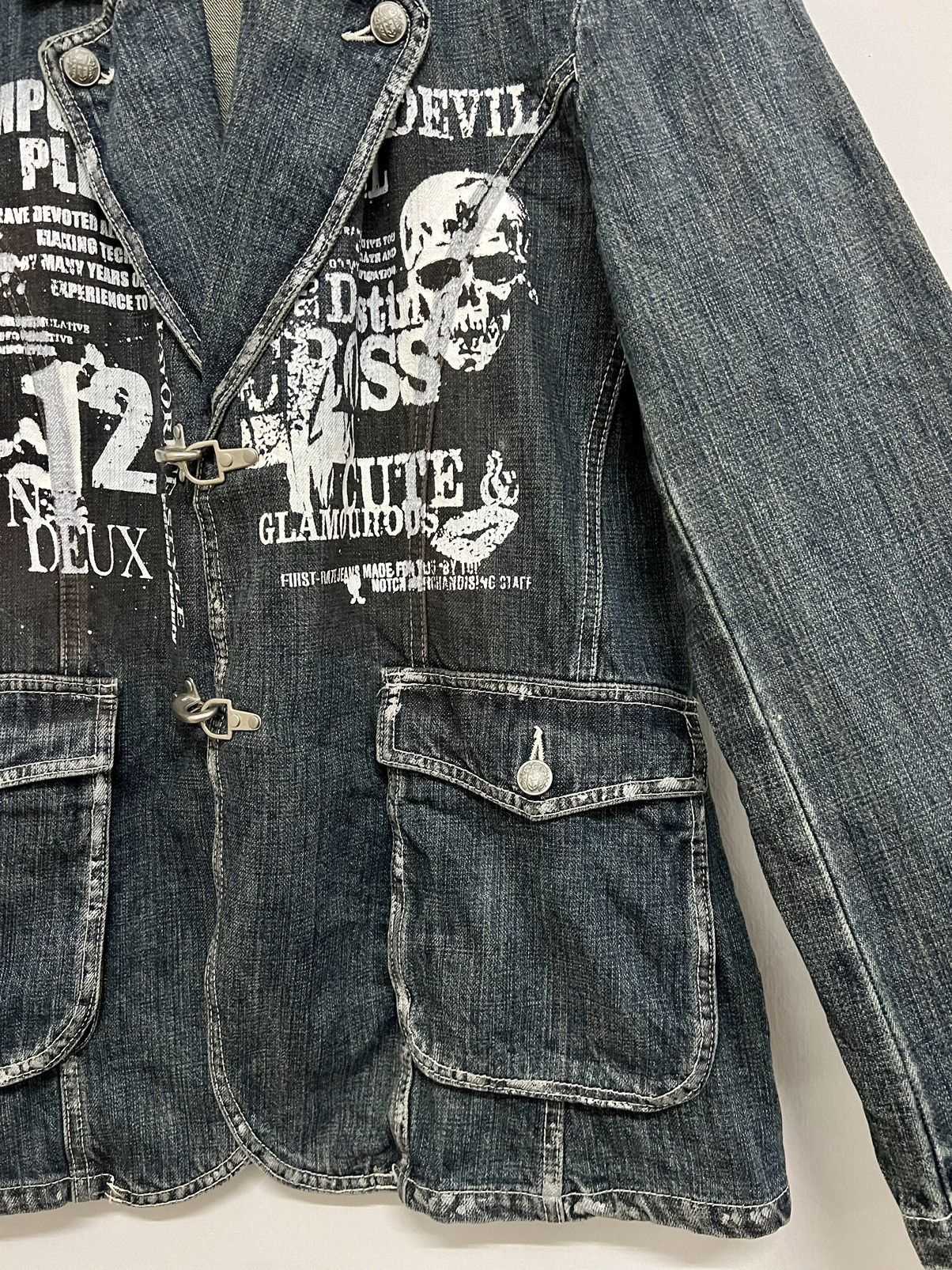 14th Addiction × If Six Was Nine × Japanese Brand Vintage Impulse Pleasure Funny Devil Skull Denim Jacket Size US M / EU 48-50 / 2 - 8 Thumbnail