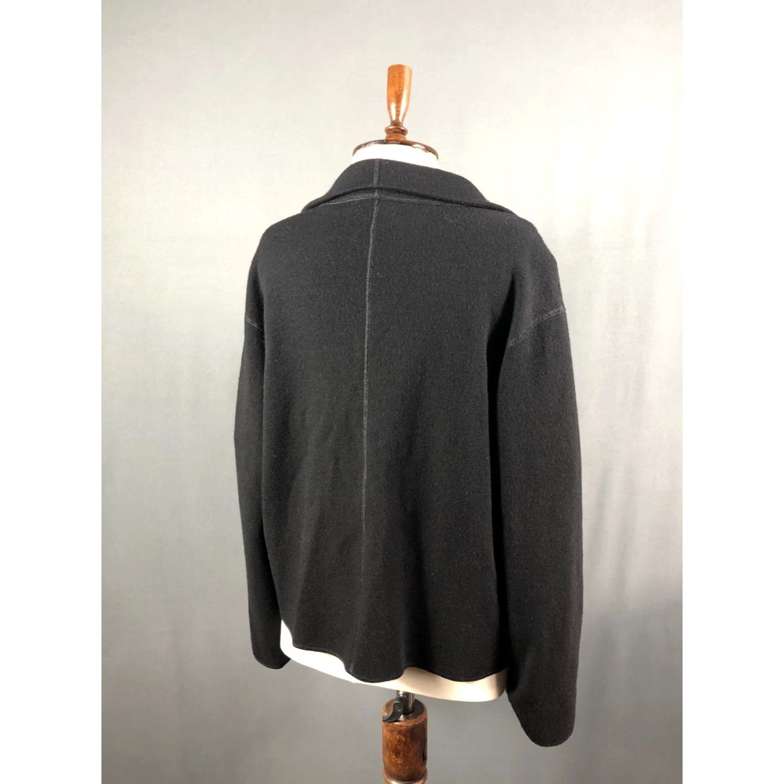 Vintage Annette Görtz Blazer Jacket Women Black Lagenlook Wool Blend Buttonless Open Size ONE SIZE - 3 Thumbnail