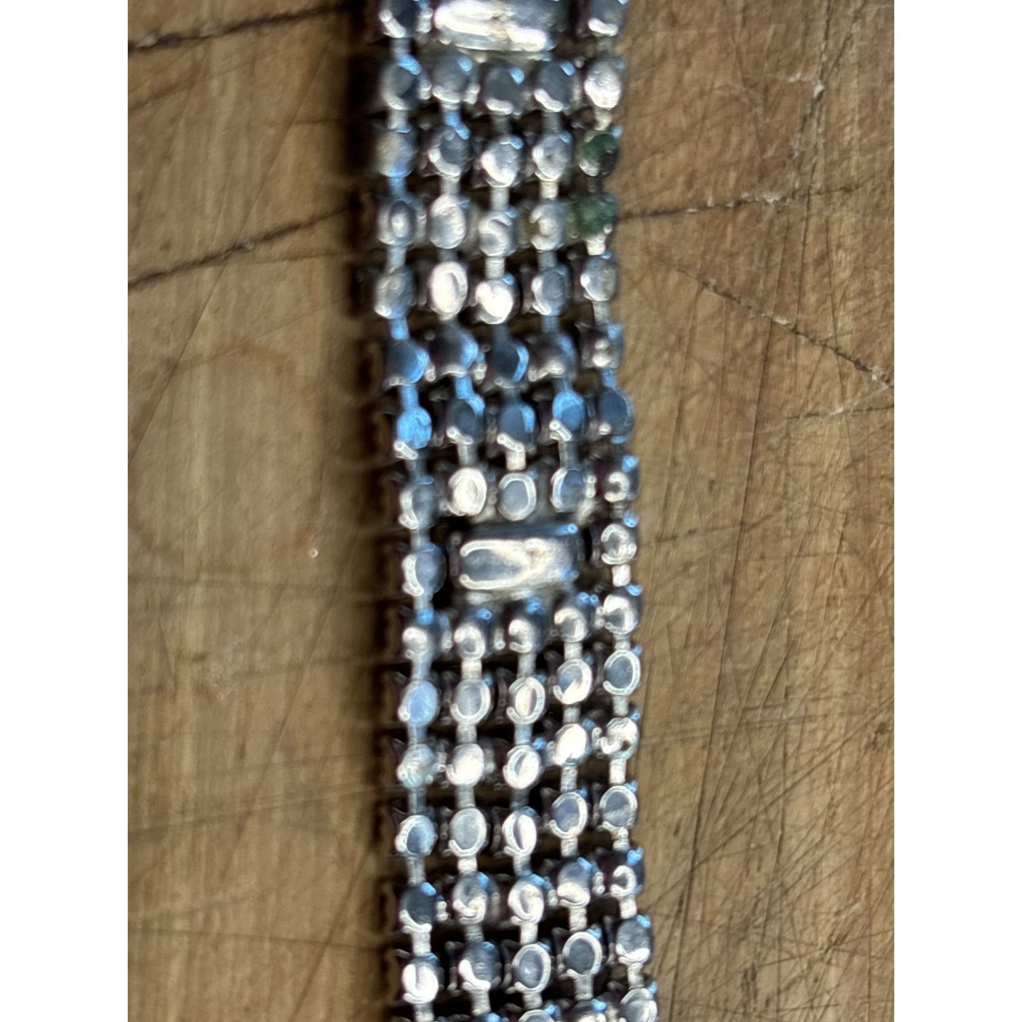 Other Vintage Silver-Tone Rhinestone Bracelet With Rectangular Acc Size ONE SIZE - 7 Thumbnail