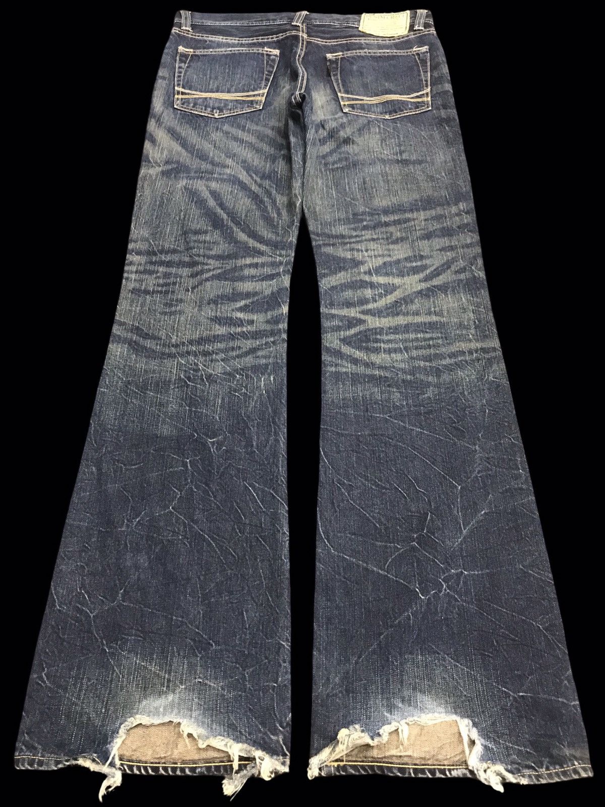 Japanese Brand 💥FLARE💥Archival DENICRA Sick Fade Mud Wash Flare Denim F54 Size US 35 - 2 Thumbnail