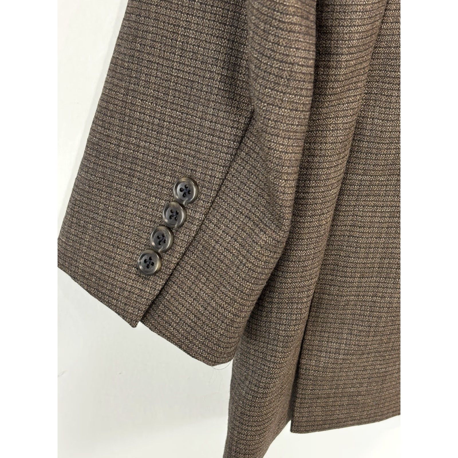 Jos. A. Bank Jos A Bank Sport Coat Blazer 41L Men’s Brown Small Check Wool Long Three-Button Career Shirt Size 42R - 3 Thumbnail
