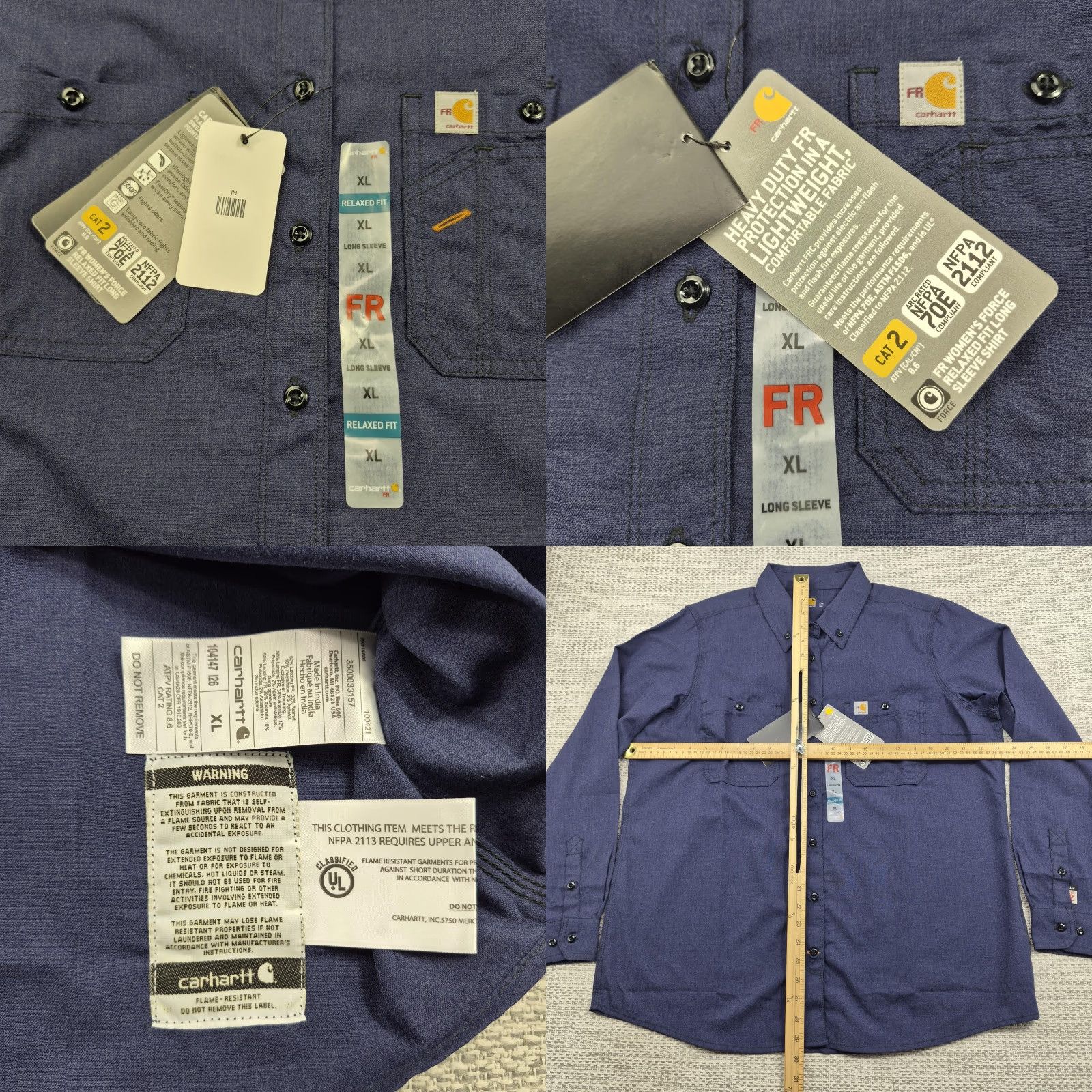 Carhartt Carhartt FR Force Button Up Shirt Womens XL Blue Flame Resistant Long Sleeve Size XL / US 12-14 / IT 48-50 - 8 Thumbnail