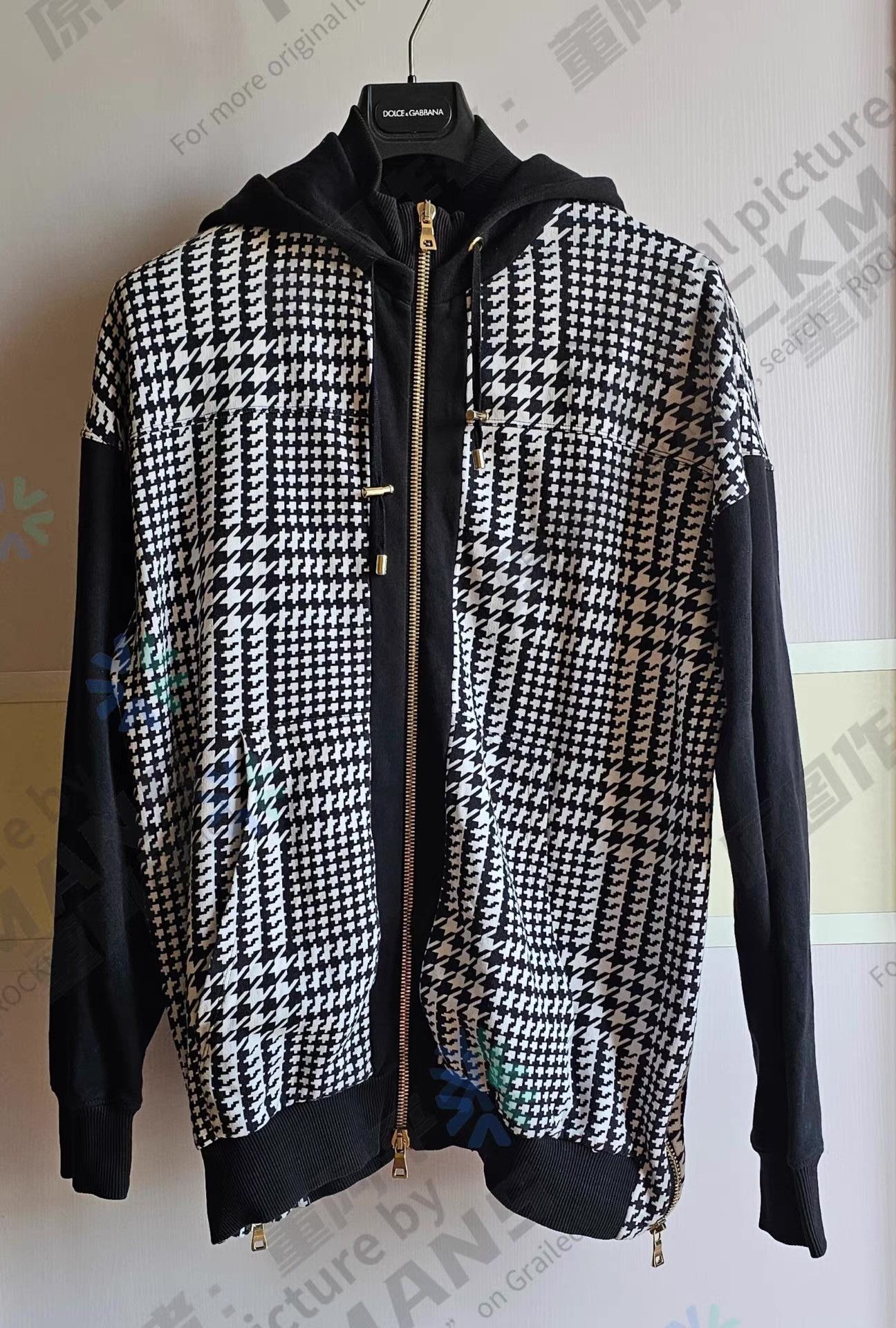 Balmain Balmain Men's Houndstooth Cardigan Hooded Sweatshirt Jacket, Size US M / EU 48-50 / 2 - 1 Thumbnail