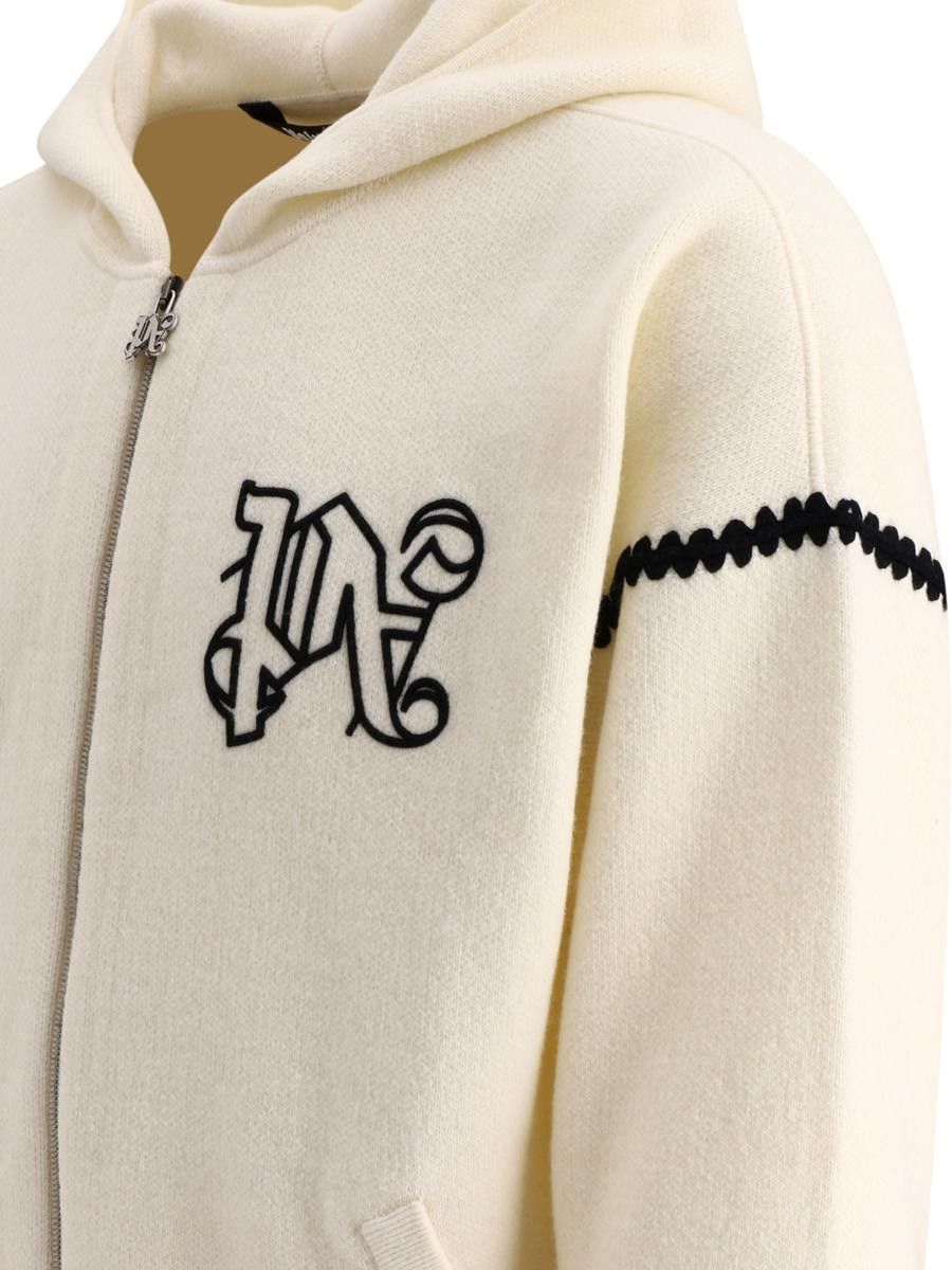 Palm Angels o1y0325 Logo Hooded Cardigan in Off White/Black Size US L / EU 52-54 / 3 - 2 Thumbnail