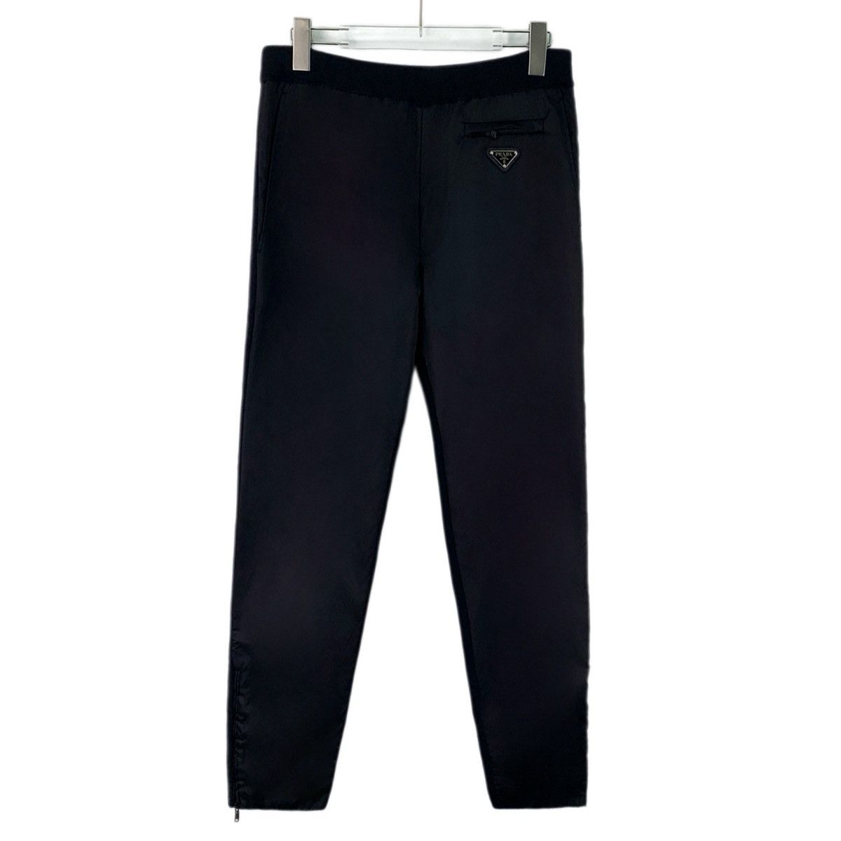 Prada Prada Black Triangle Logo Wool Casual Pants K26WX Size US 34 / EU 50 - 1 Thumbnail