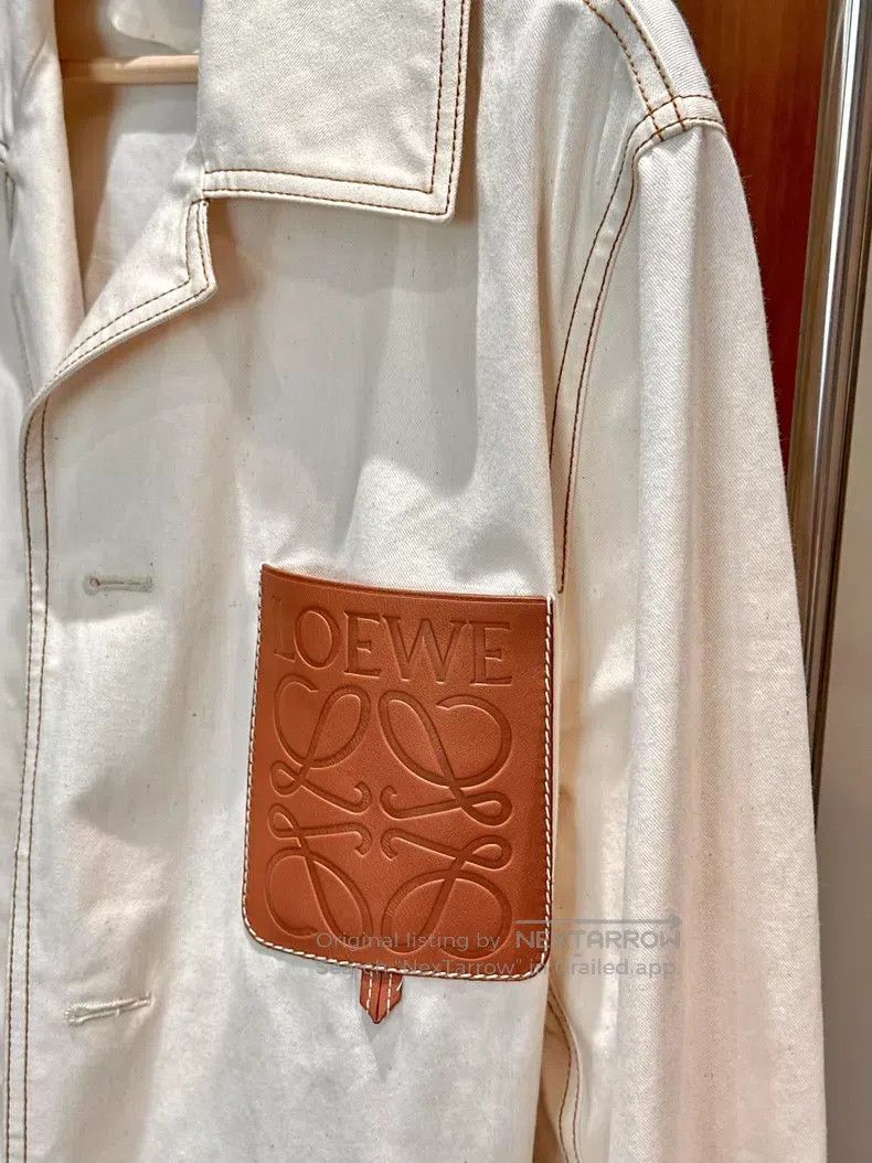 Loewe Loewe Beige Windbreaker Coat, Long, Leather Patch, Unisex Size US S / EU 44-46 / 1 - 7 Thumbnail