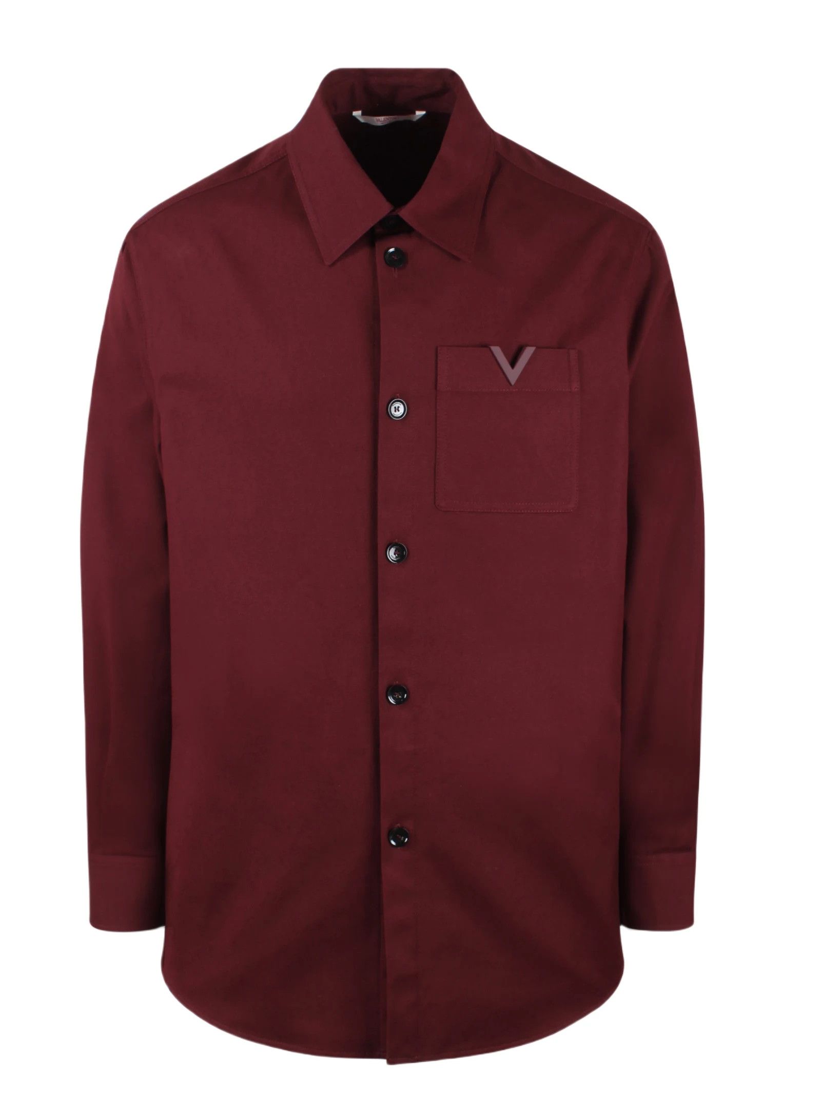 Valentino o1y0525 Logo Solid Color Shirt in Burgundy Size US M / EU 48-50 / 2 - 1 Thumbnail