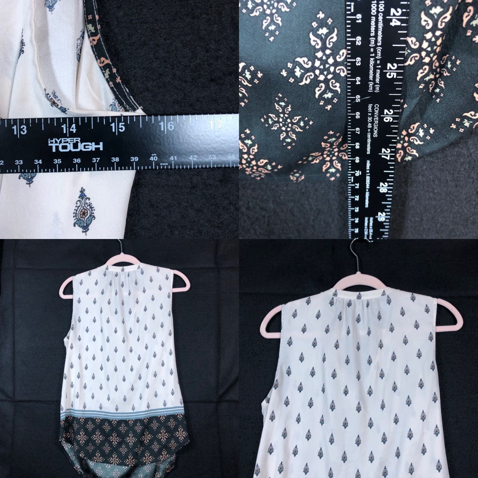 Ann Taylor VINTAGE Ann Taylor Womens Blouse White Multi Sleeveless Tank V Neck Front Tie Medium Size M / US 6-8 / IT 42-44 - 8 Thumbnail