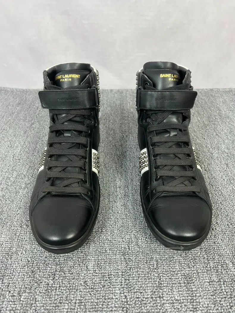 Saint Laurent Paris Saint Laurent Paris Black and White Colorblock Studded Hig Size US 6.5 / EU 39-40 - 2 Thumbnail