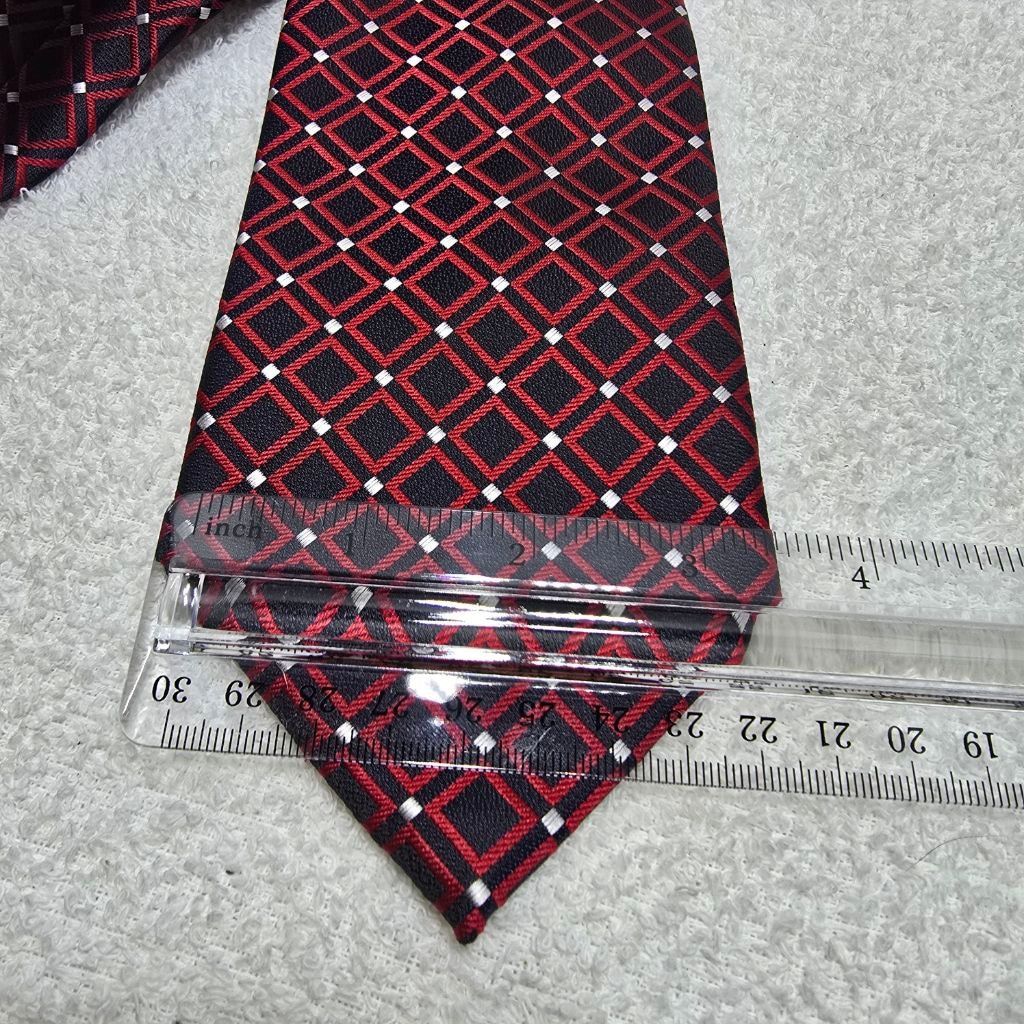 Stafford Men's Stafford Black Red Plaid Tie One Size Size ONE SIZE - 4 Thumbnail
