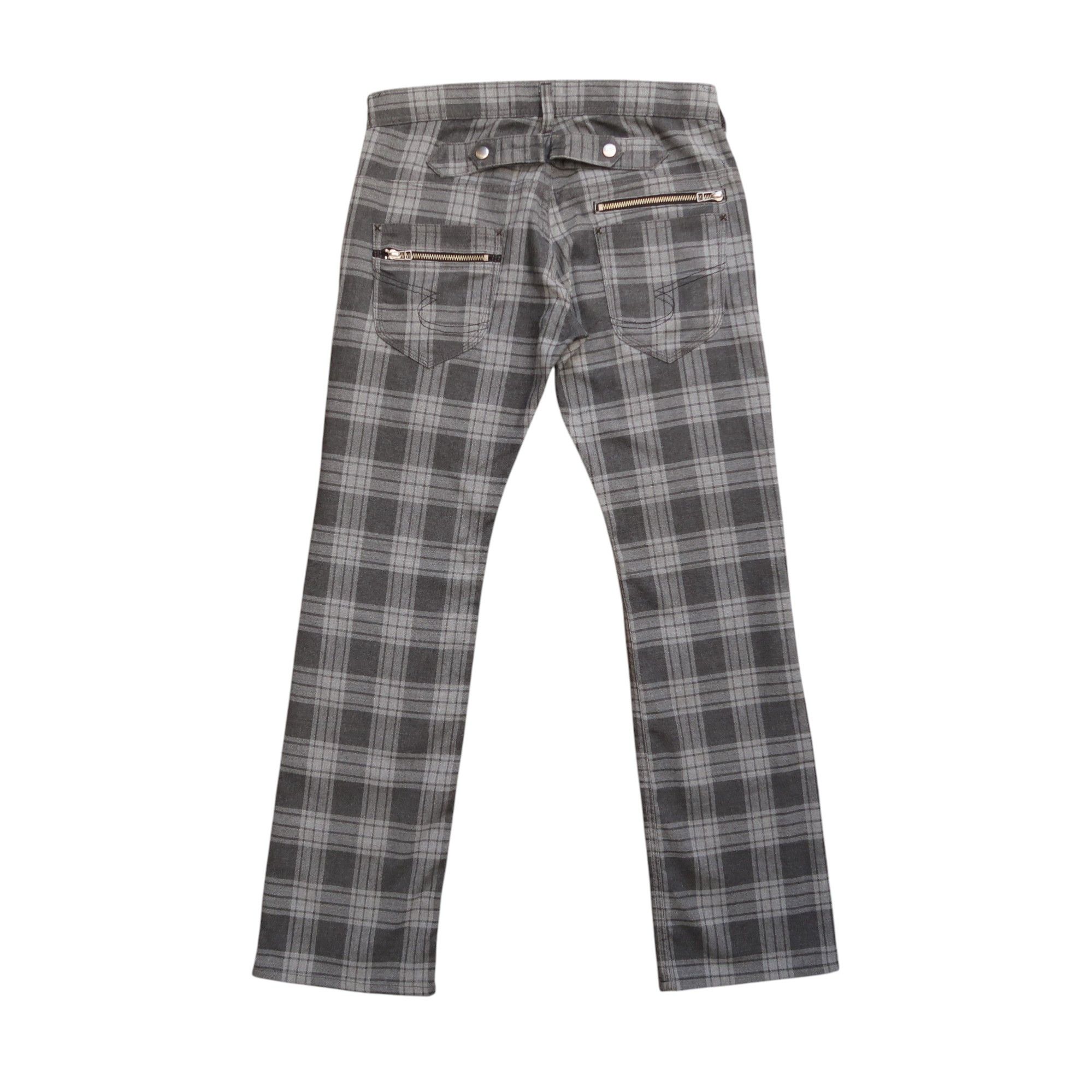 1990s Semantic Design Plaid Bondage Flare Pants