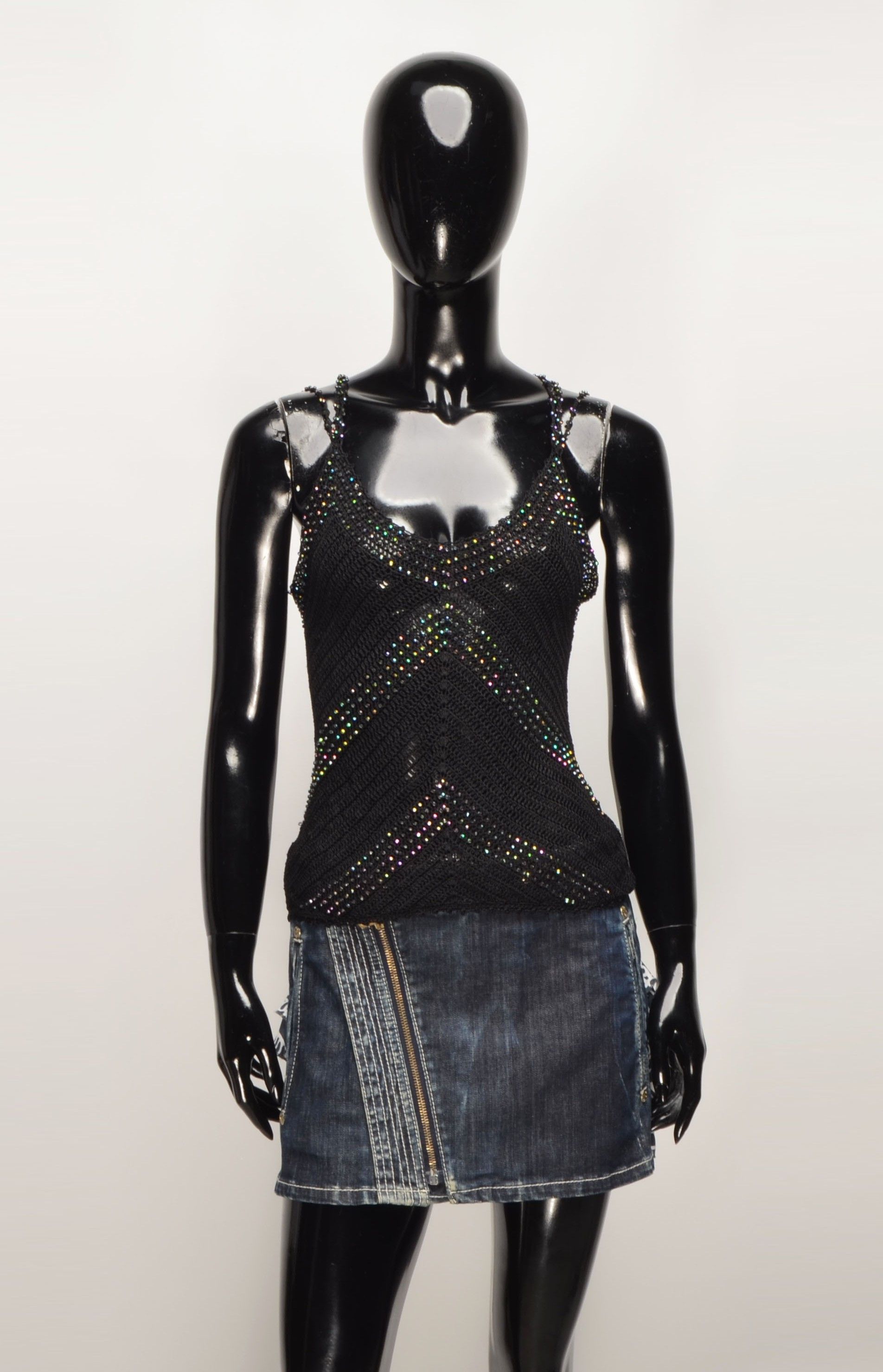 Other Vintage Crochet Knit Beaded Y2K Coquette Top Size S / US 4 / IT 40 - 1 Thumbnail
