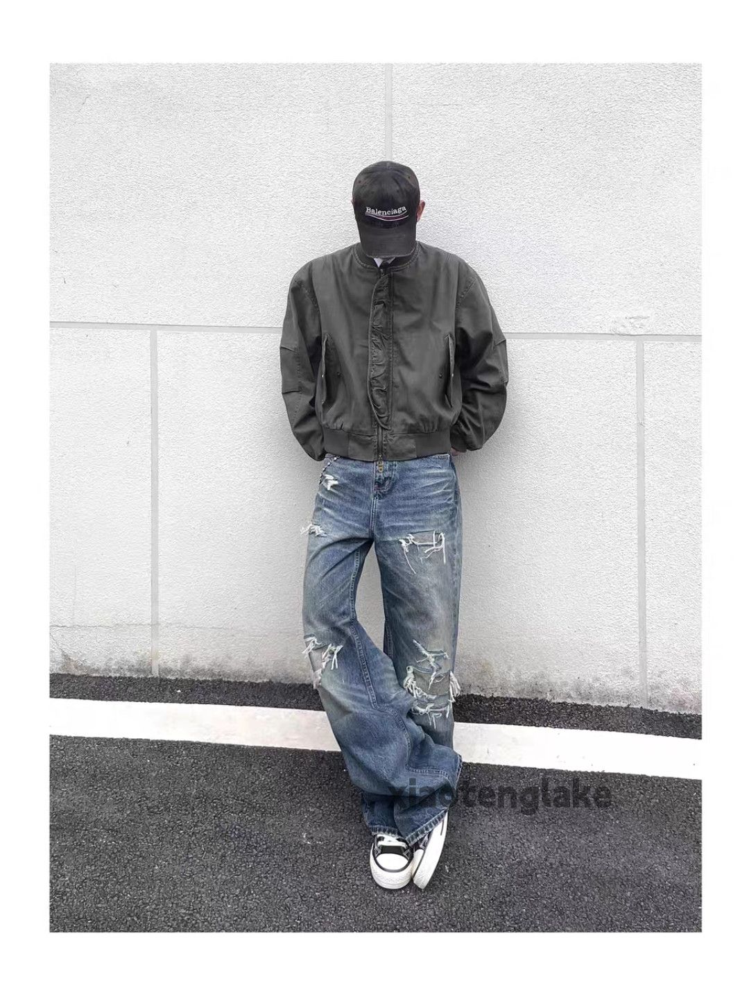 Jean xtl waahed faded loose baggy ripped damaged jeans Size US 32 / EU 48 - 3 Thumbnail
