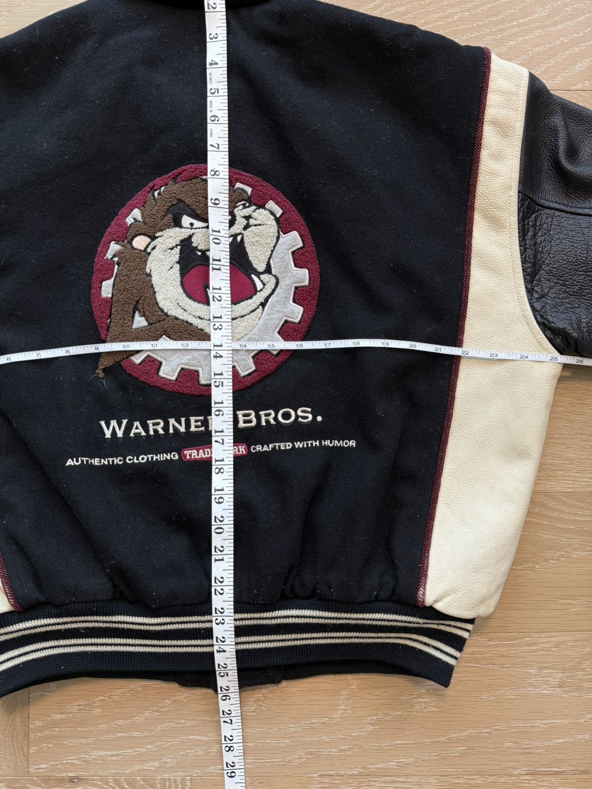 Warner Bros Vintage 90s Taz Tasmanian Devil Leather Wool Jacket Size US S / EU 44-46 / 1 - 9 Thumbnail