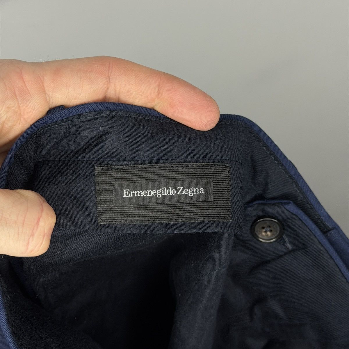 Ermenegildo Zegna Ermenegildo Zegna Navy Chino Premium Cotton Pants Size US 33 - 9 Thumbnail