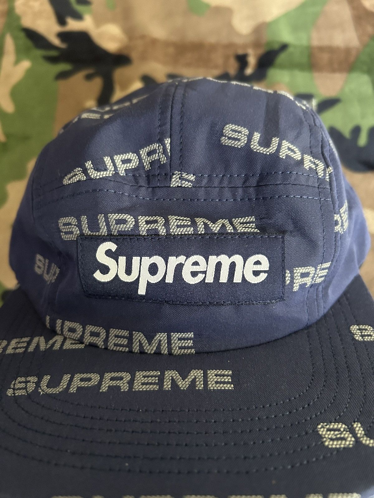 Supreme Supreme Reflective Jacquard Camp Cap Navy FW24 Size ONE SIZE - 6 Thumbnail