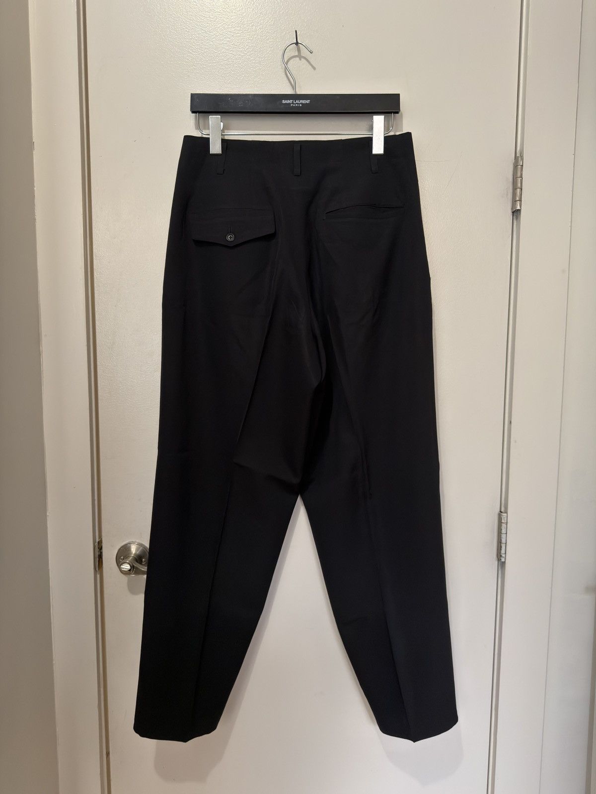 Y's for Men '90s Black Wool Tapered Trousers Size US 30 / EU 46 - 2 Thumbnail
