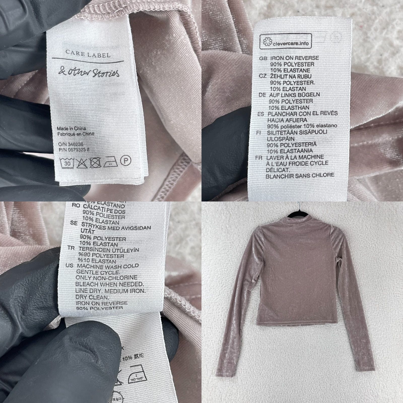 & Other Stories & Other Stories Shirt Womens Size 6 Pink Crushed Velvet Mock Neck Long Sleeve Size M / US 6-8 / IT 42-44 - 8 Thumbnail