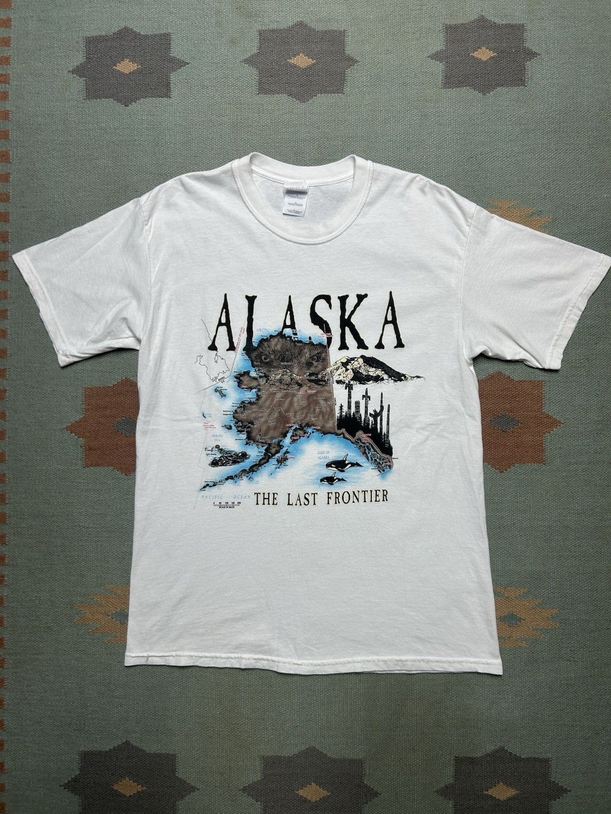 Vintage Vintage t shirt Alaska the last frontier wolf whale nature L Size US L / EU 52-54 / 3 - 1 Thumbnail