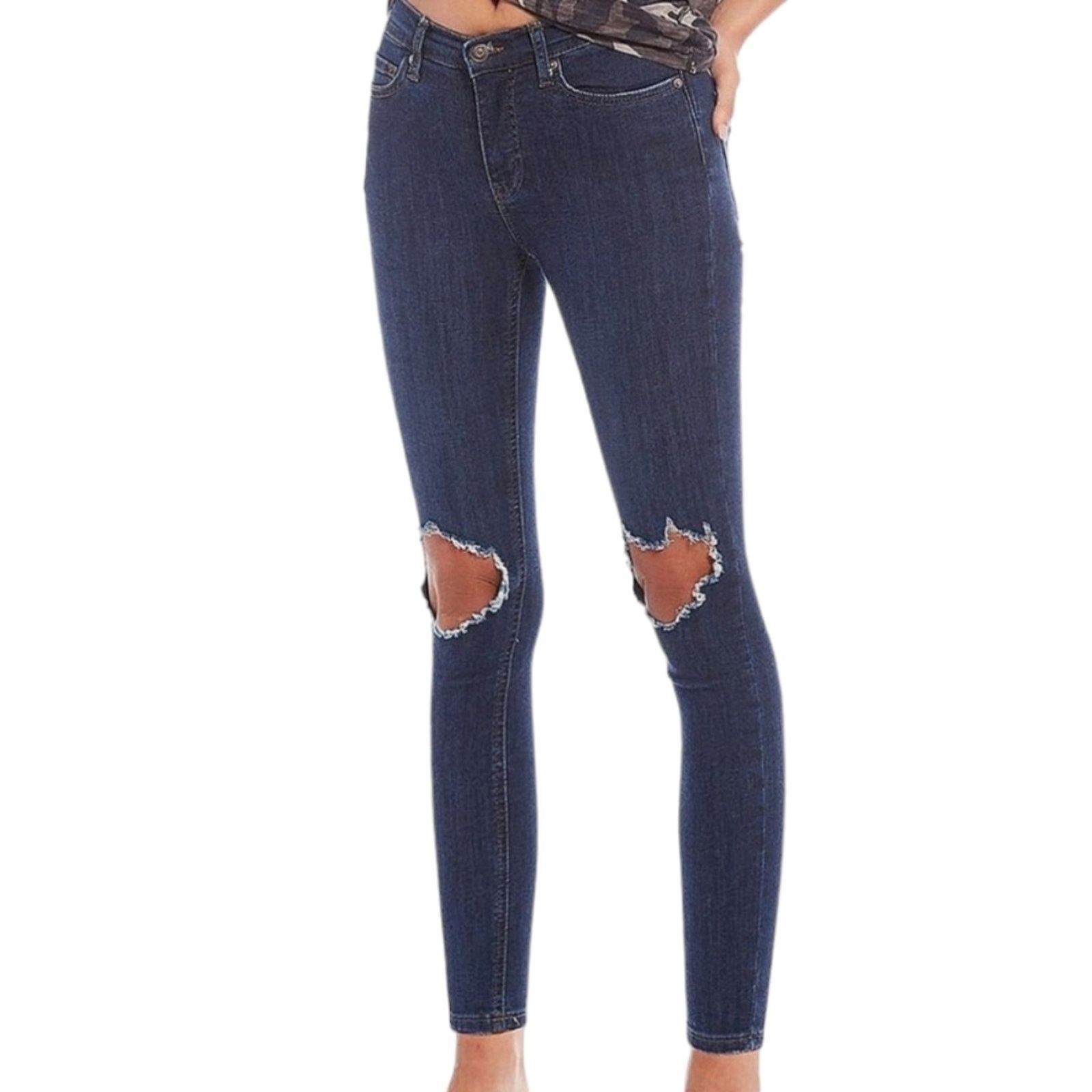 Free People Free People Womens Busted Skinny Jeans Mid-Rise 30 Size 30" / US 8 / IT 44 - 4 Thumbnail
