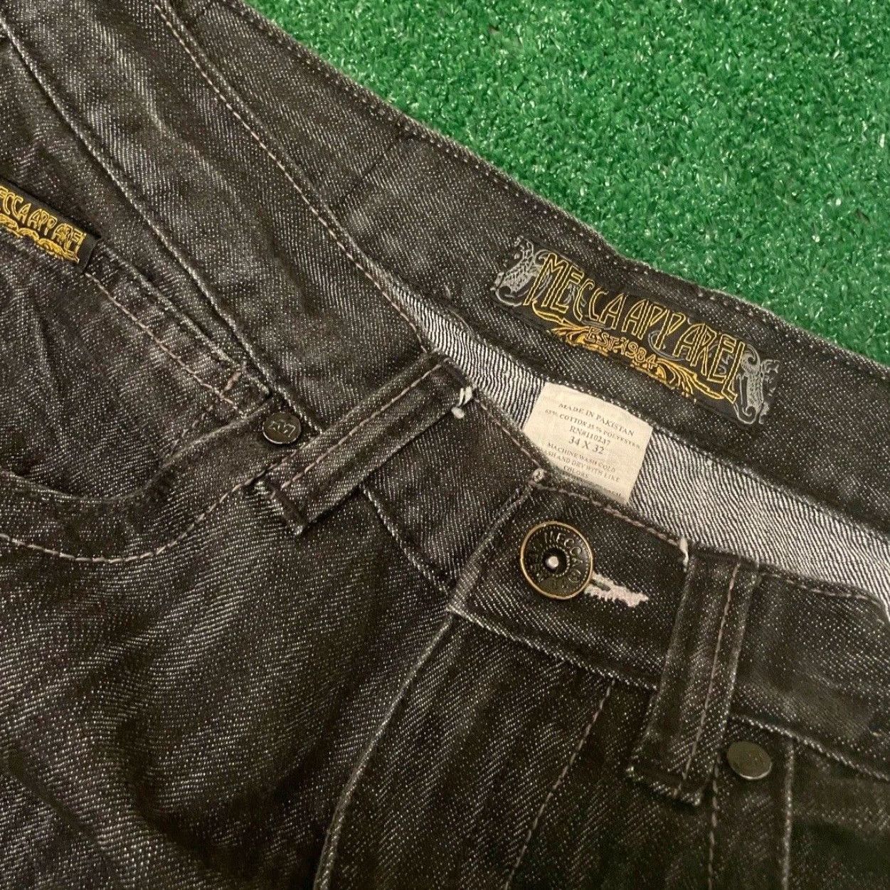 Vintage VINTAGE Mecca Baggy Hip Hop Skater Grunge Jeans VTG Mens 34 Dark Black 34X32 Pockets Wide-Leg 90s Y2K Size US 34 / EU 50 - 4 Thumbnail