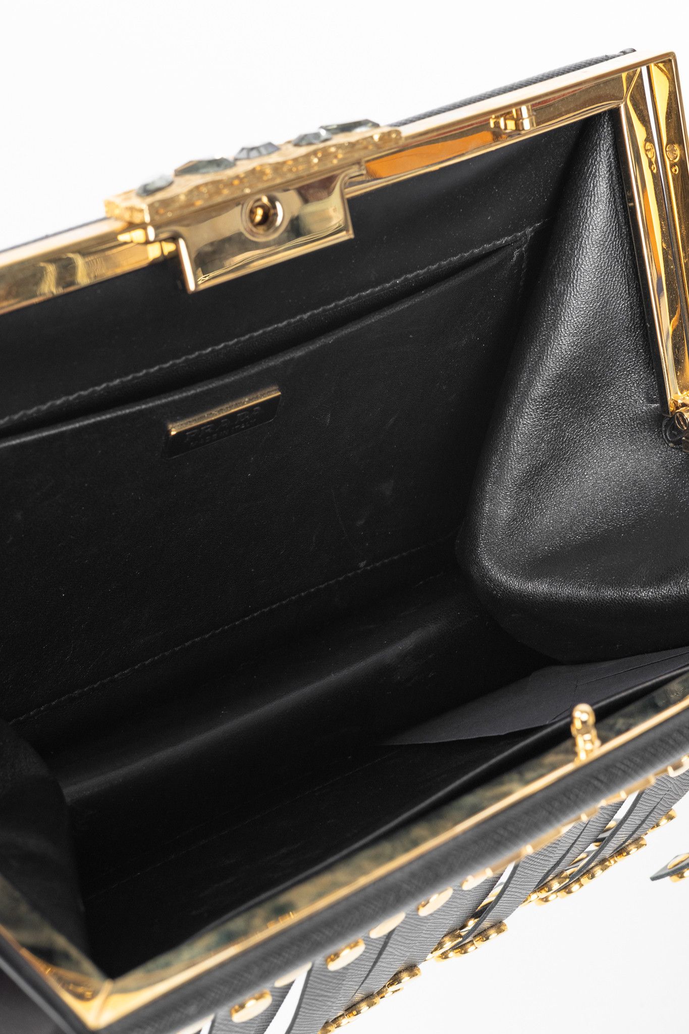 Prada Prada Saffiano Leather Studded Fringe Frame Shoulder Bag Size ONE SIZE - 13 Thumbnail