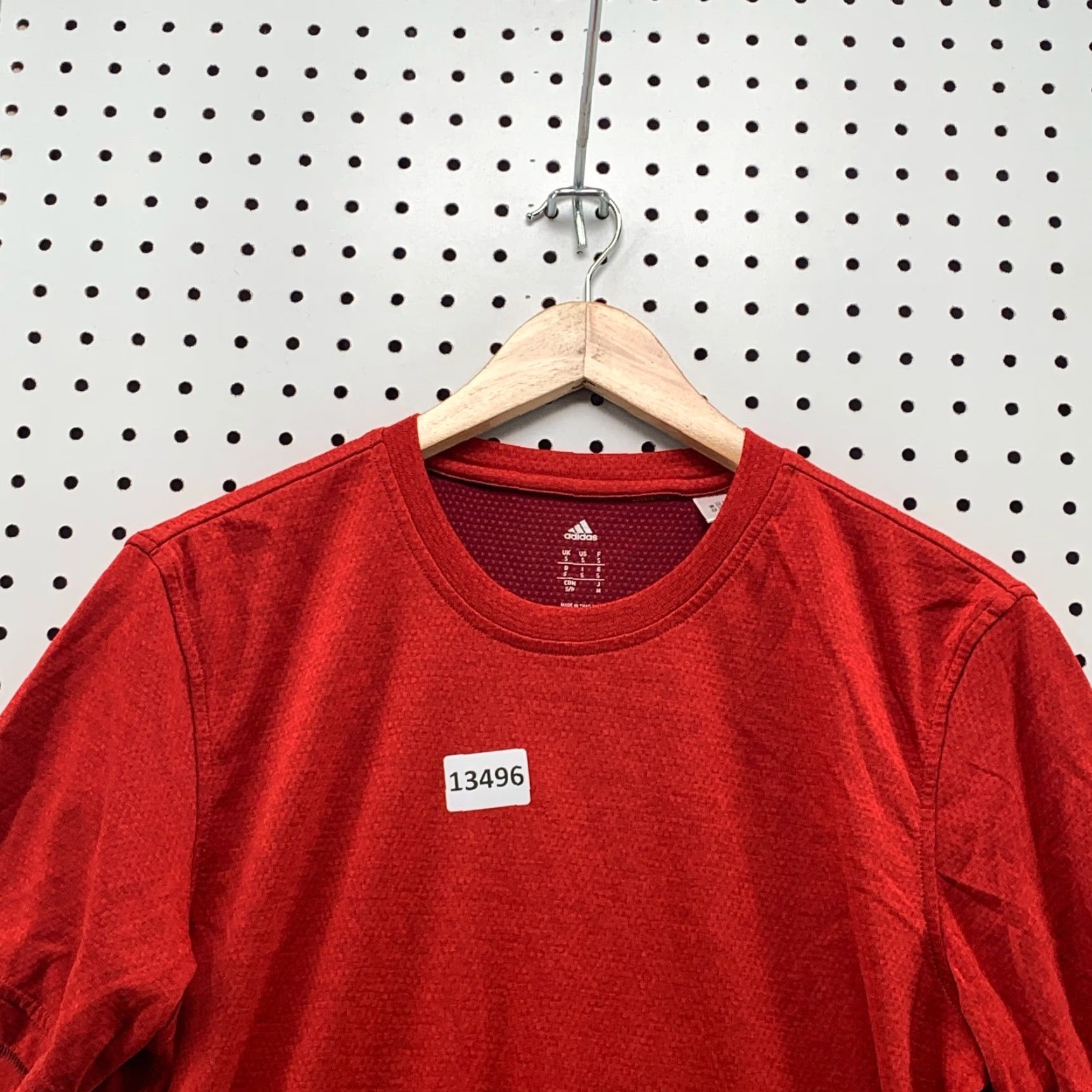 Adidas Adidas Red Short Sleeve T-Shirt Adult Size Small Logo Sports Activewear Mens Size US 29 - 3 Thumbnail
