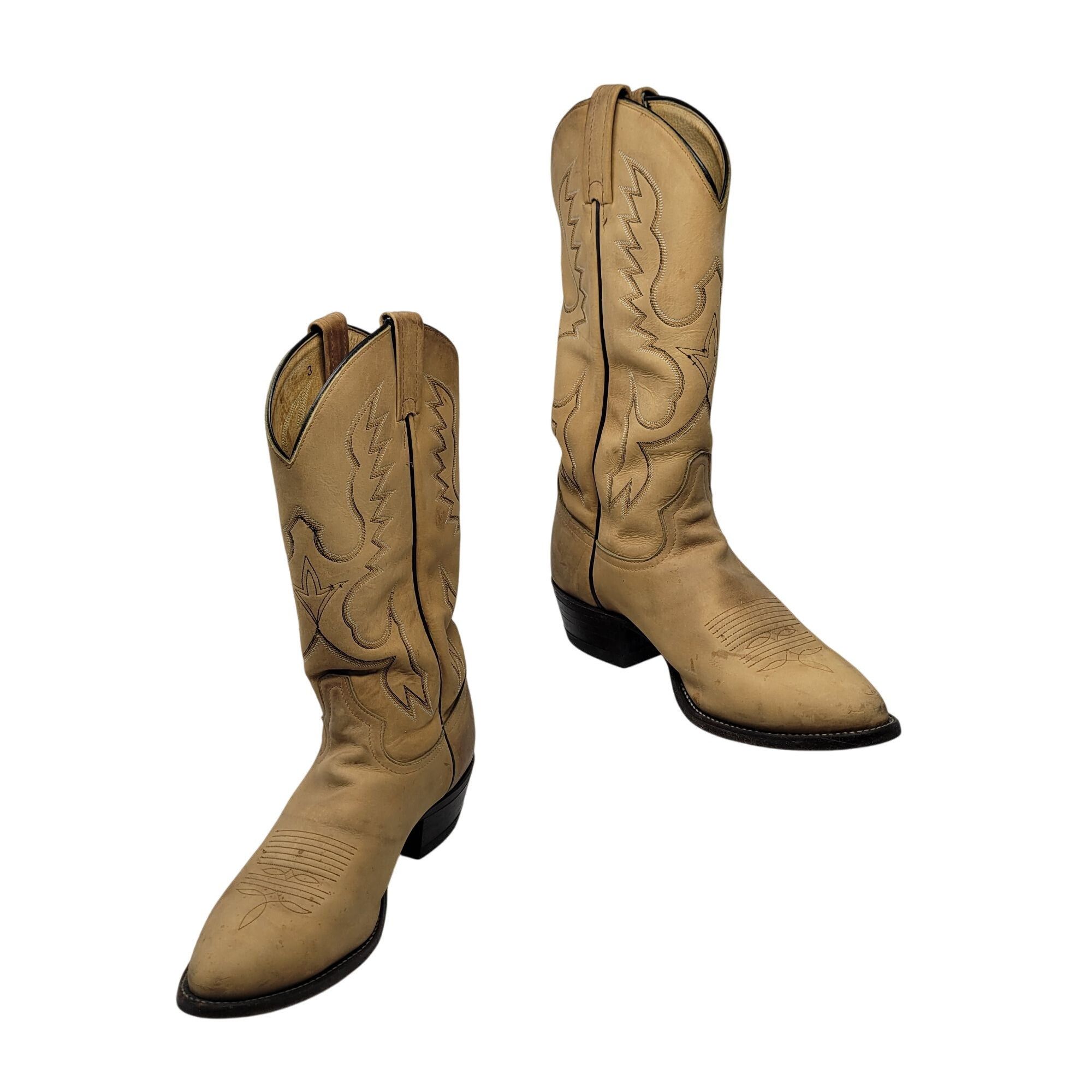 Tony Lama VTG Mens Tony Lama Tan Leather Western Cowboy Boots Sz 9.5 E Size US 9.5 / EU 42-43 - 12 Thumbnail