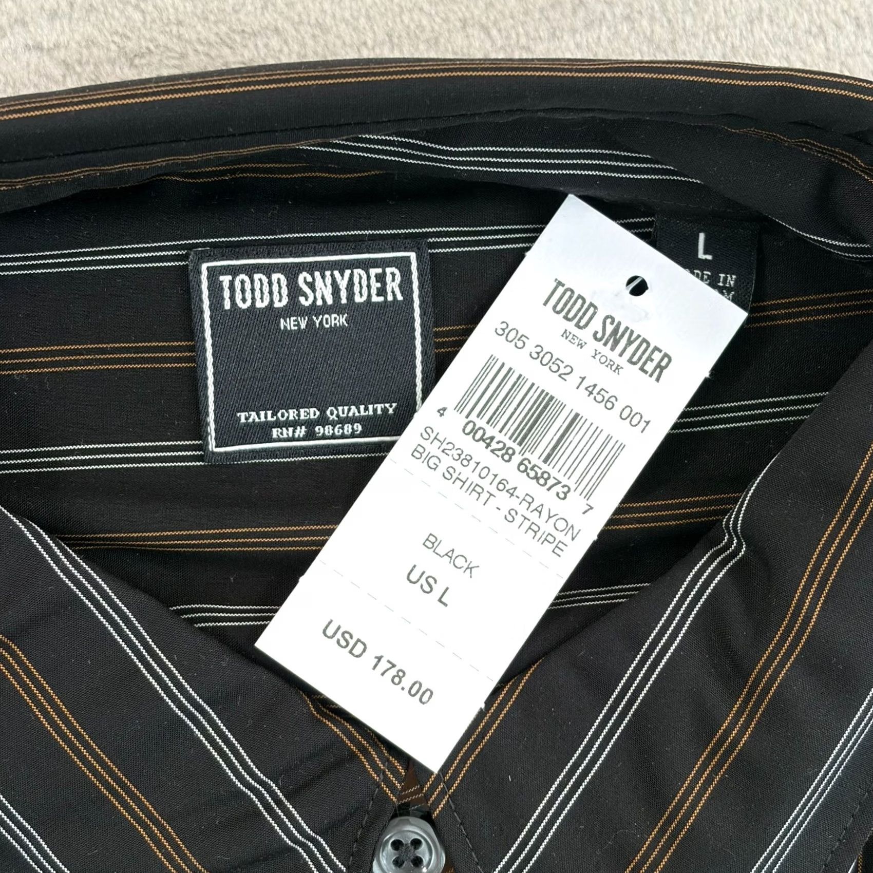 Todd Snyder Todd Snyder Rayon Big Shirt in Black Striped Men Large Designer Relaxed NWT 80 Size US L / EU 52-54 / 3 - 2 Thumbnail