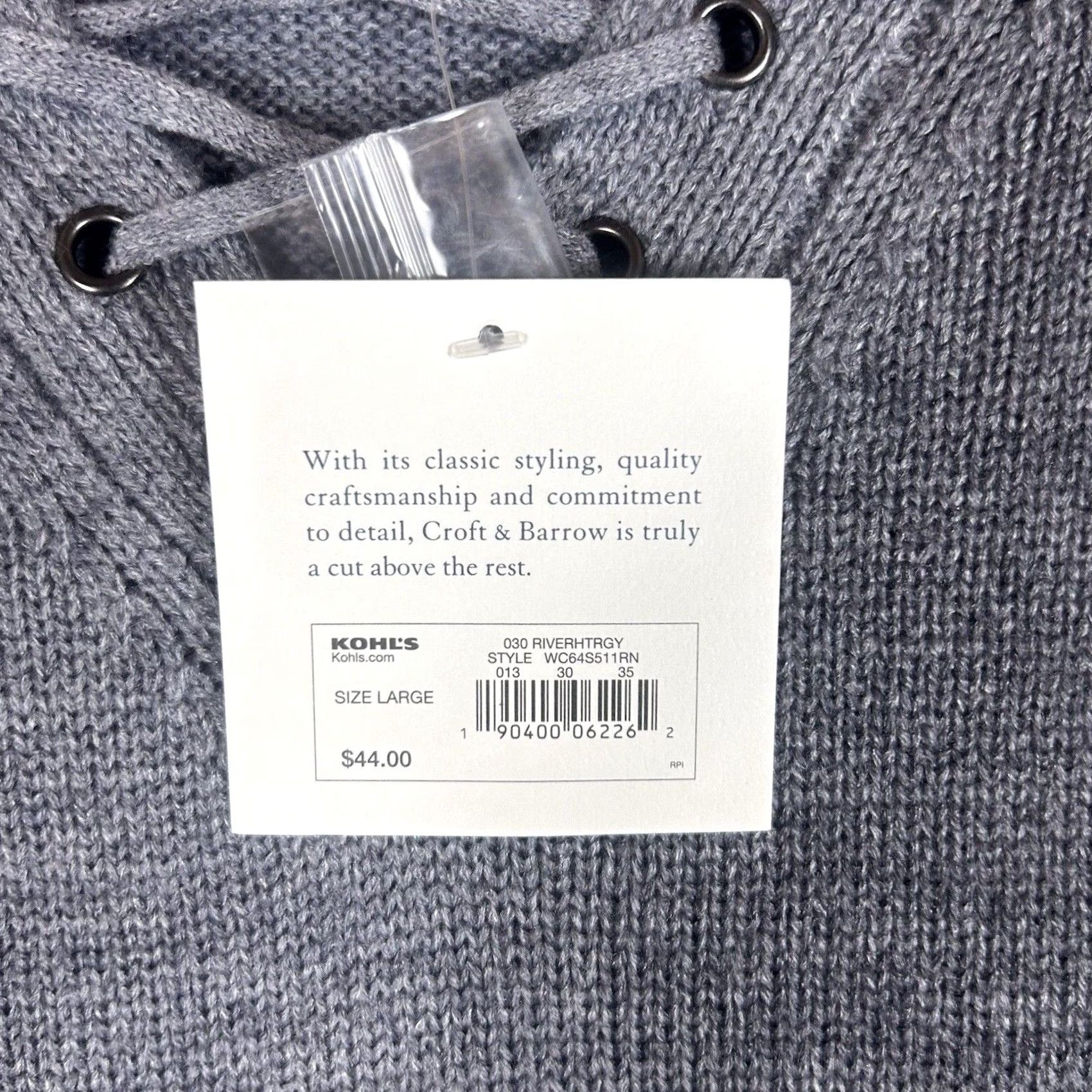 Croft & Barrow Croft & Barrow Womens Knit V-Neck Sweater L Long Sleeve NWT Gray Accents: Breathable Lightweight Pullover Knit 100% Acrylic Size L / US 10 / IT 46 - 4 Thumbnail