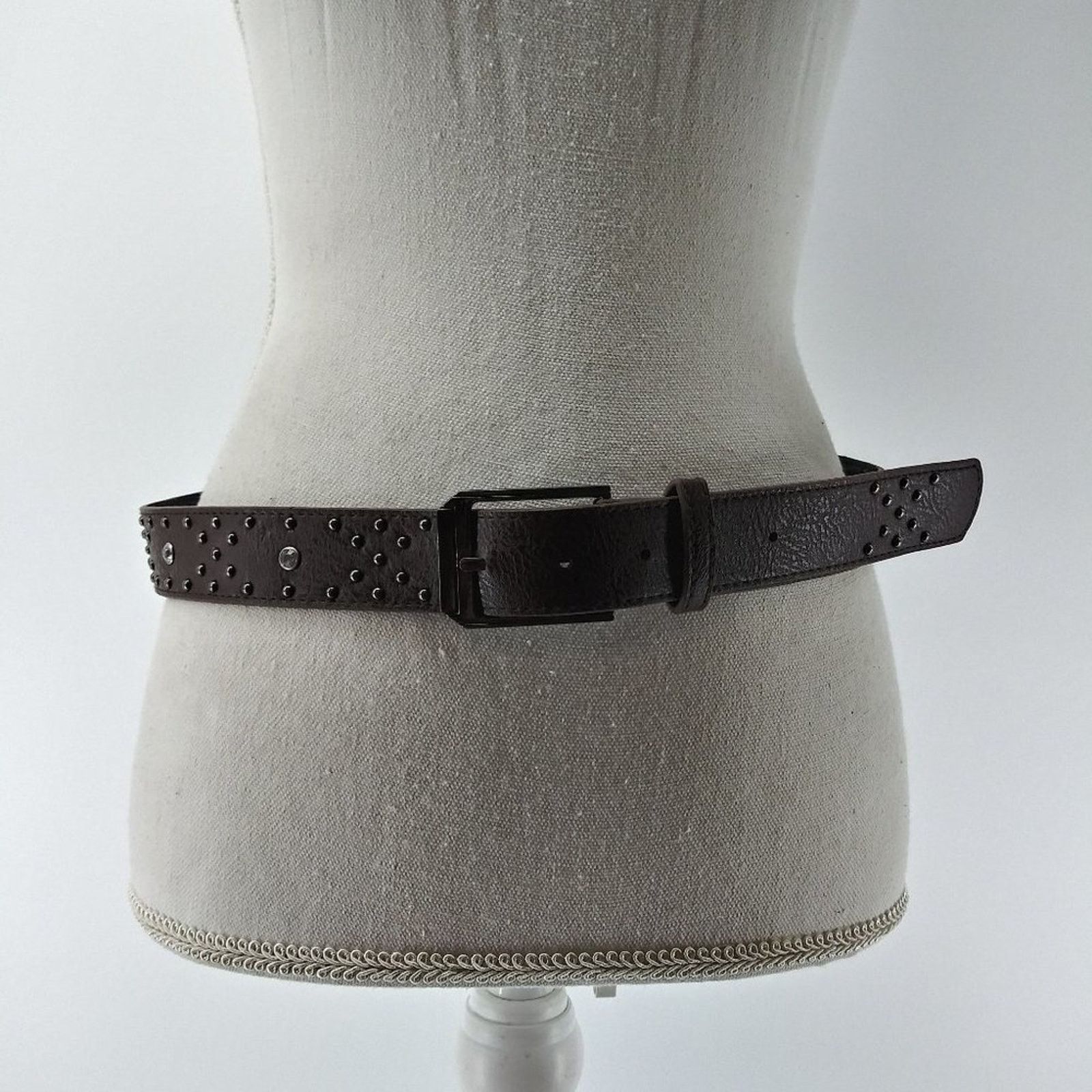Other Women's Dark Brown Faux Leather Rhinestone Stud Belt size 8 Size ONE SIZE - 1 Thumbnail