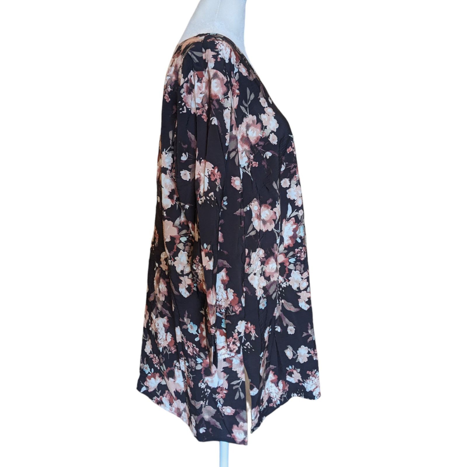 J. Jill J. Jill Floral Watercolor Blush Pink Brown Tunic Top Large Size L / US 10 / IT 46 - 3 Thumbnail