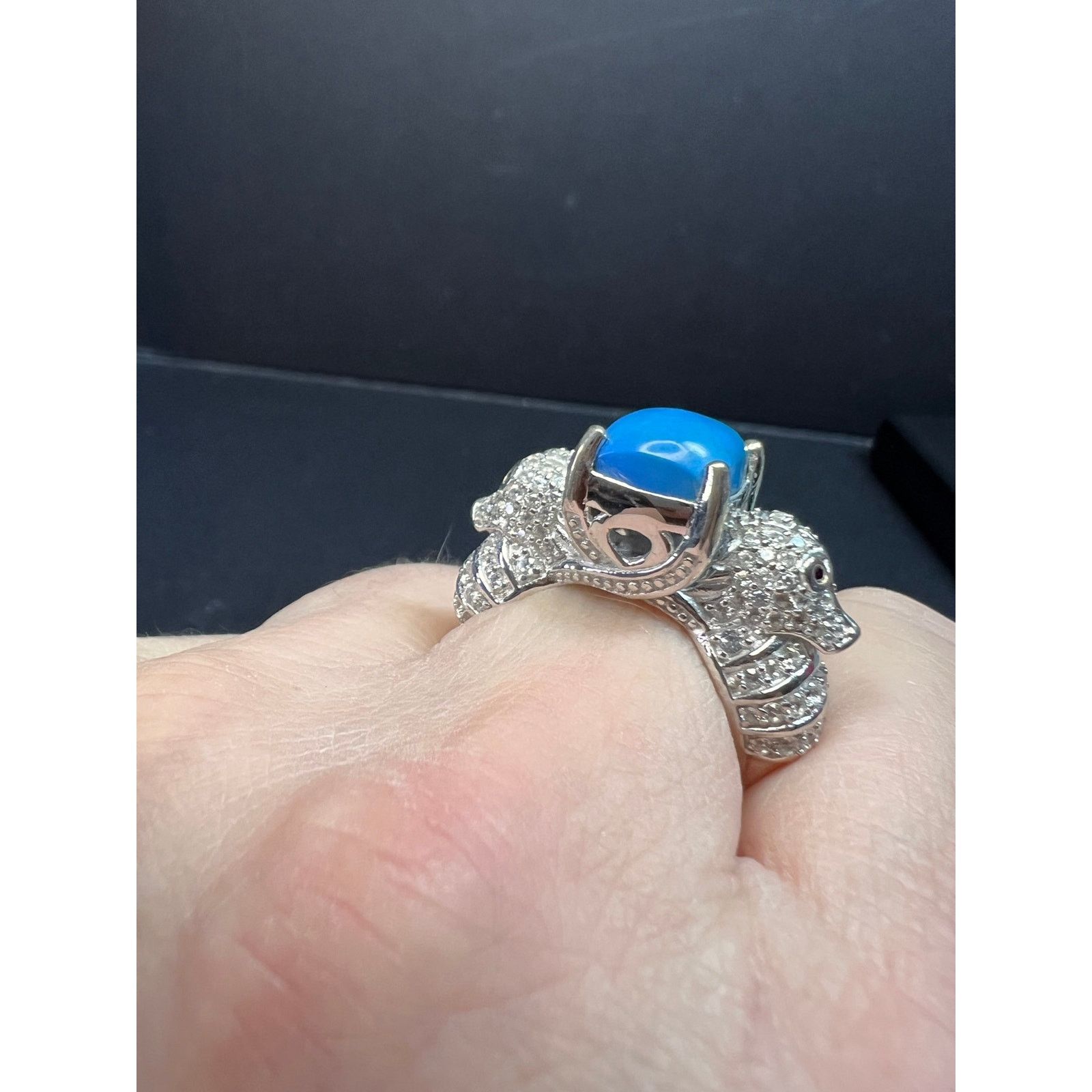 Other NEW Ceruleite and zircon seahorse ring in 925 silver size 8 Size ONE SIZE - 25 Thumbnail