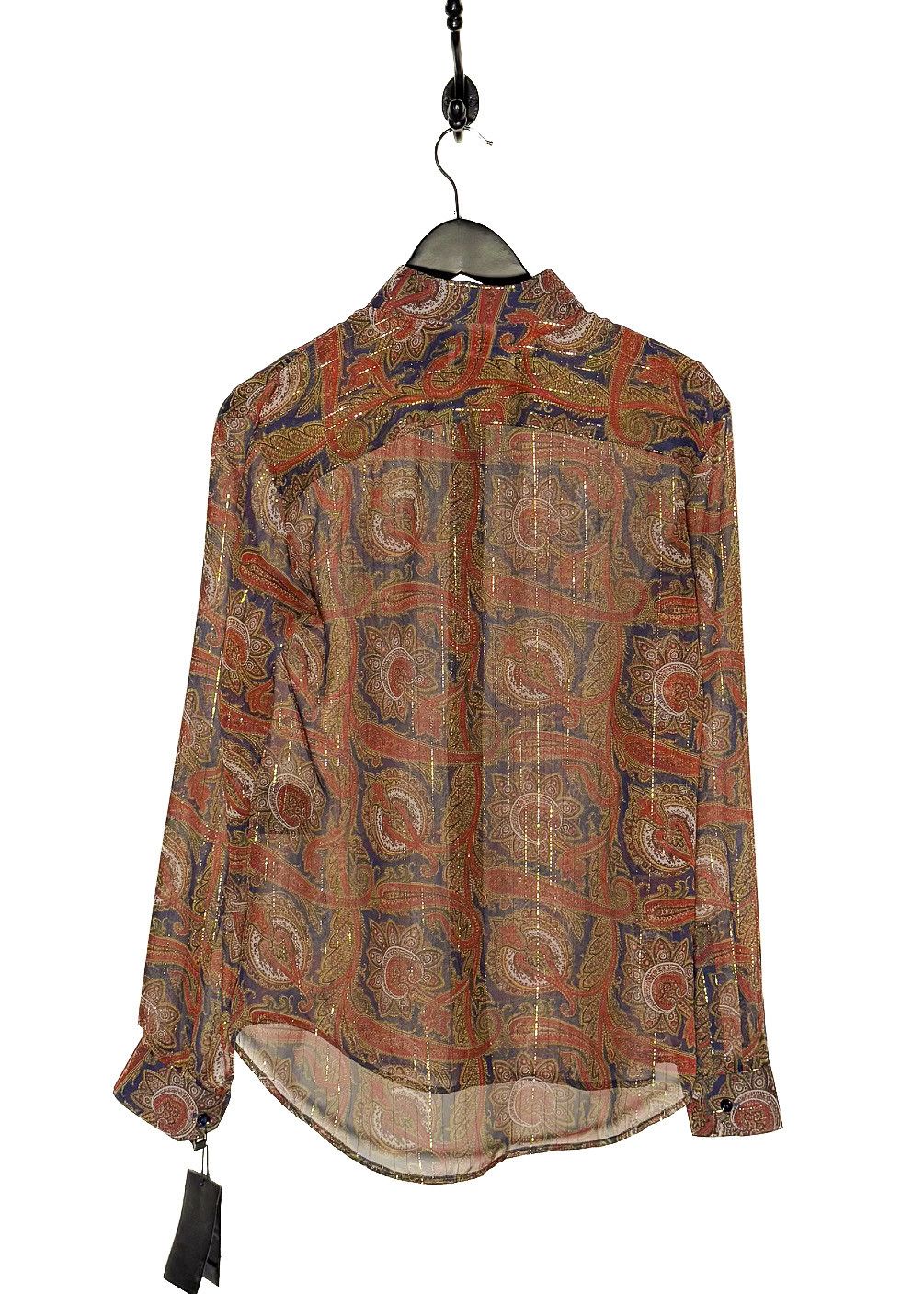Yves Saint Laurent Saint Laurent FW18 Paisley Metallic Silk Sheer Blouse Size XS / US 0-2 / IT 36-38 - 4 Thumbnail