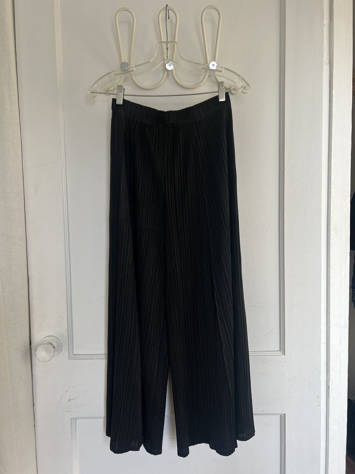 image of Issey Miyake Pleats Please Black Pleats Please Wide Flood Pants, Women's (Size 27)