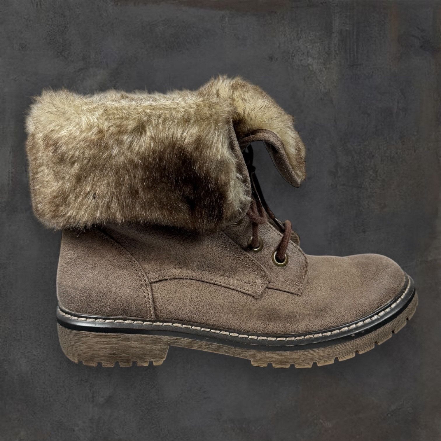 Mossimo Mossimo Faux Fur Cuff Lace-Up Combat Boots Size 7 Size US 7 / IT 37 - 1 Thumbnail
