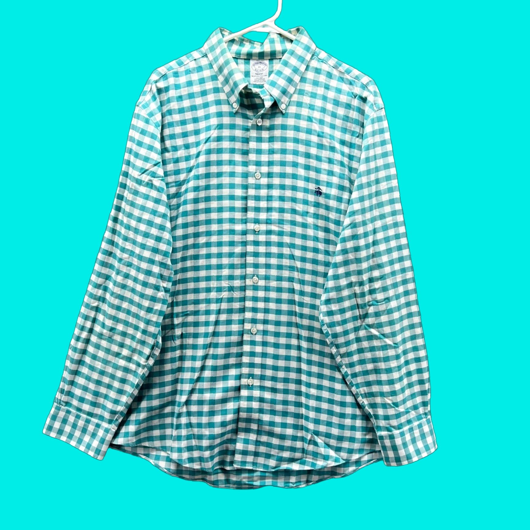 Brooks Brothers VINTAGE Brooks Brothers Shirt Men XL Blue Check American Supima Cotton Regent Size US XL / EU 56 / 4 - 1 Thumbnail