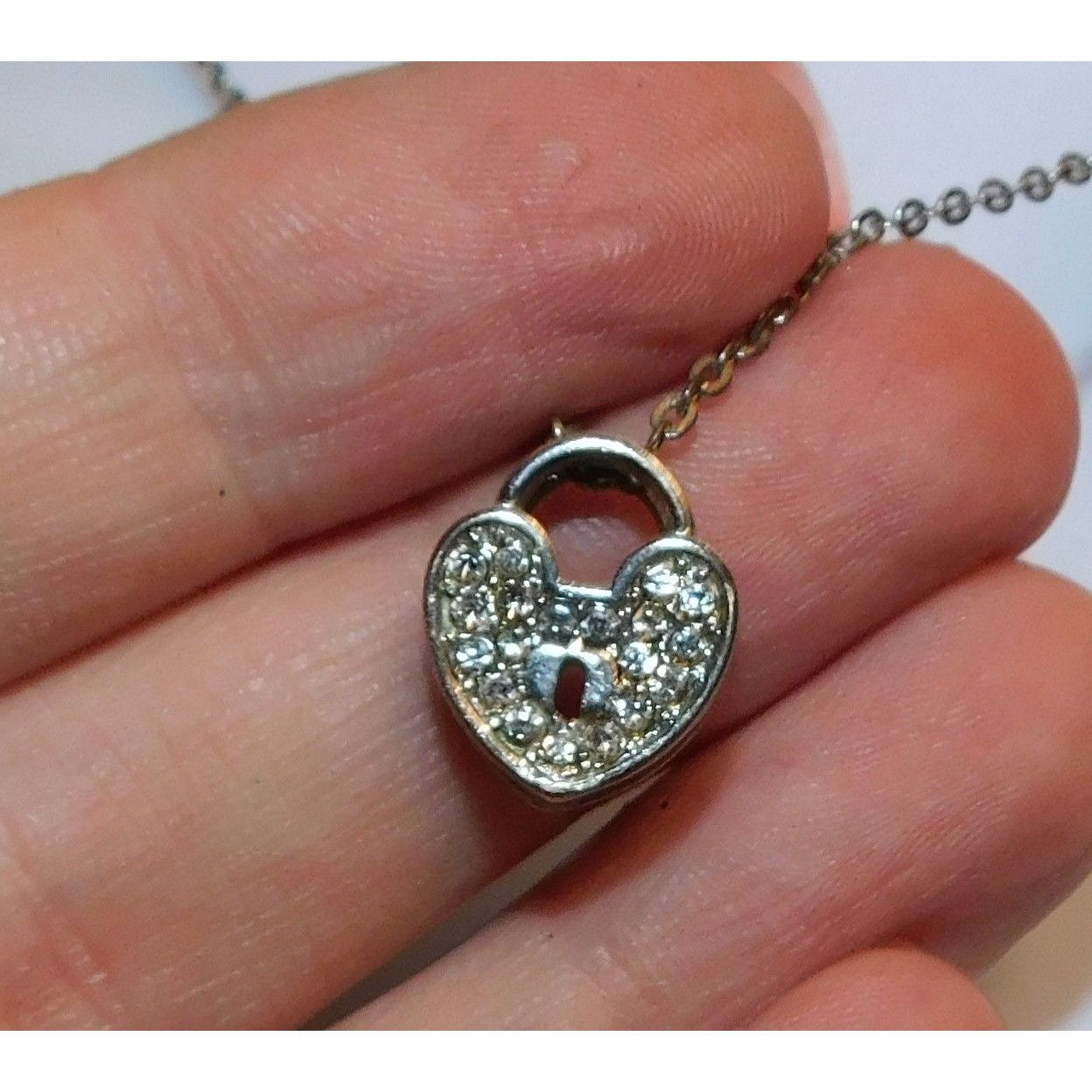 Other Elegant Dainty Rhinestone Heart Lock Necklace Size ONE SIZE - 1 Thumbnail