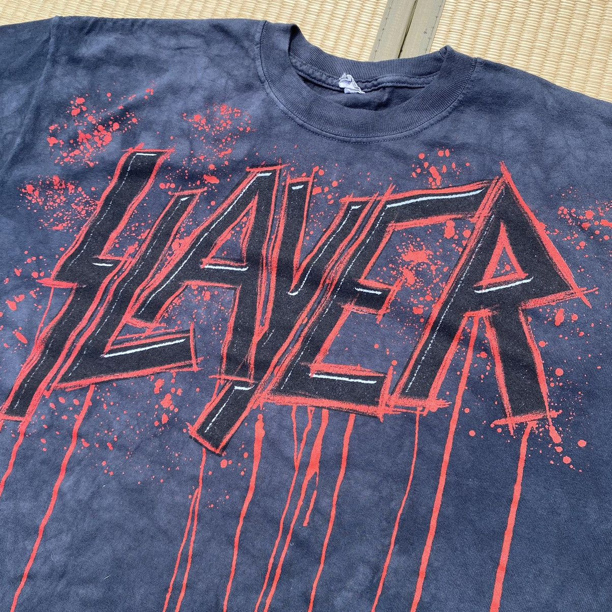Band Tees × Slayer × Vintage Vtg Y2K Slayer Big Print Bloody Spatter Tie Dye Band Tee Size US XL / EU 56 / 4 - 4 Thumbnail