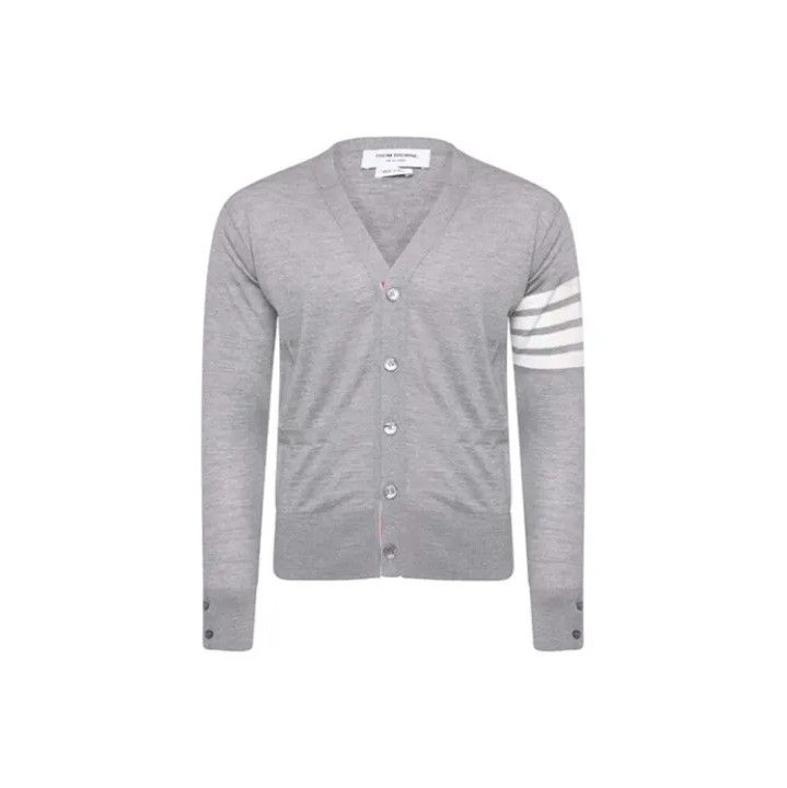 Thom Browne Thom Browne Gray Wool V-Neck Cardigan Size US M / EU 48-50 / 2 - 1 Thumbnail