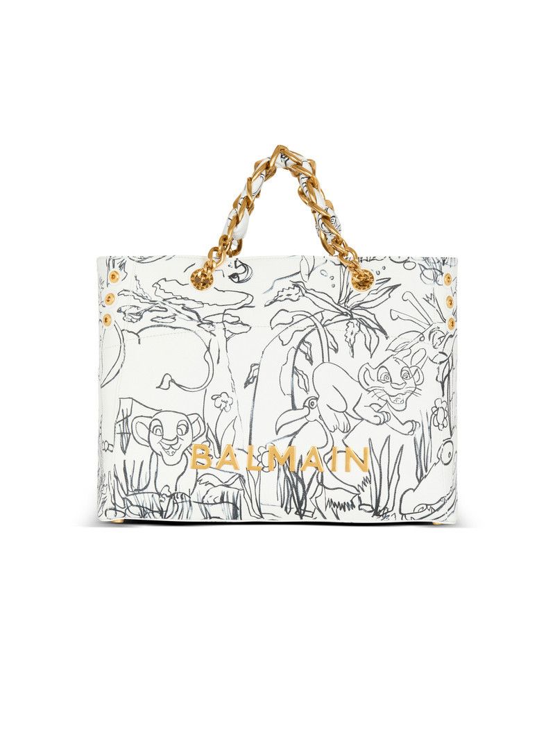 Balmain o1s1wg111225 Size:OS/1945 Graphic-Print Tote Bag in White Size ONE SIZE - 1 Thumbnail