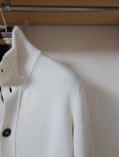 Tom Ford o1sm1stk0824 Wool Silk Button Up Cardigan in Ivory Size US L / EU 52-54 / 3 - 2 Thumbnail
