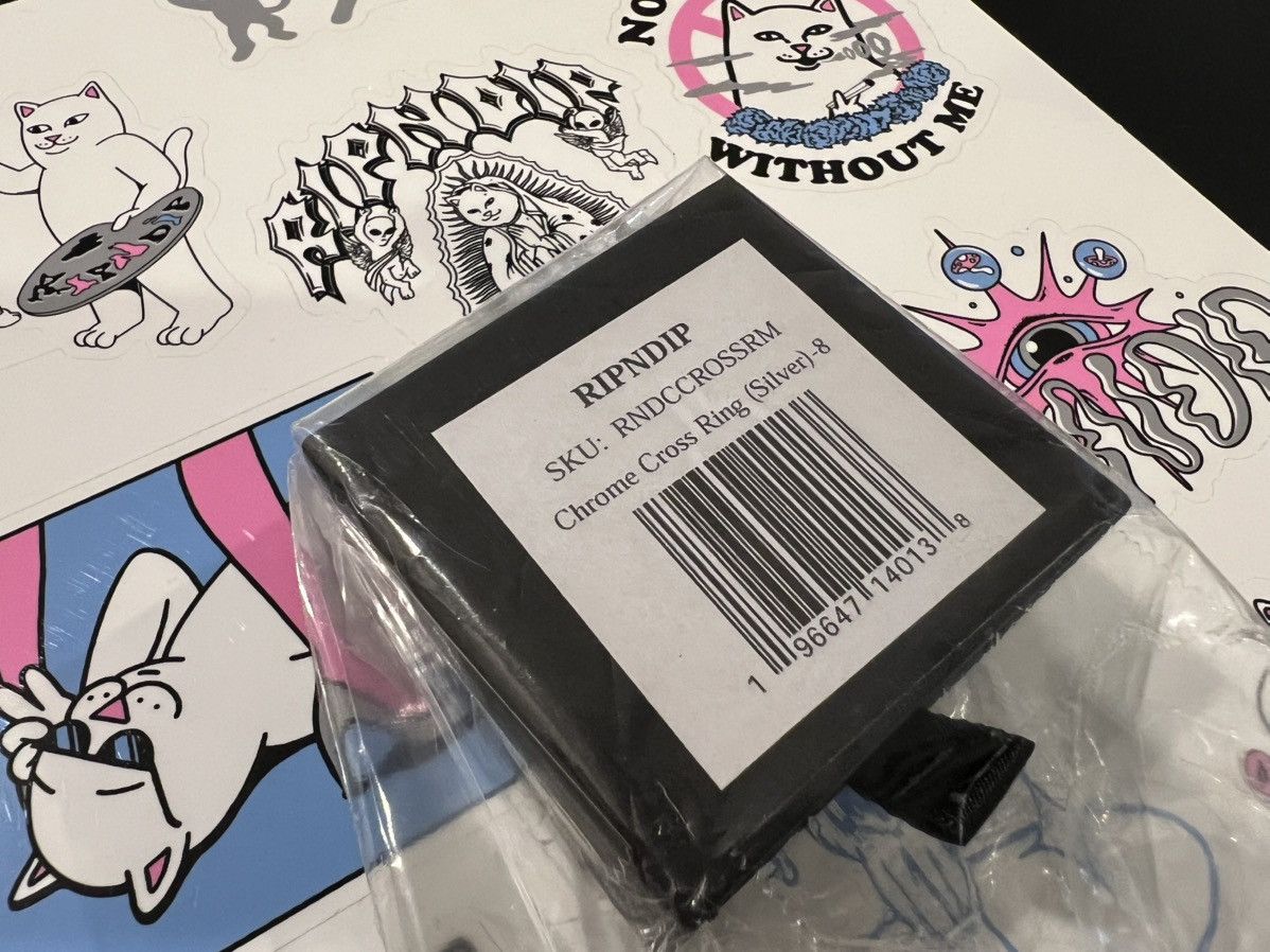 RIPNDIP RIPNDIP CHROME CROSS RING (SILVER) Size ONE SIZE - 5 Thumbnail
